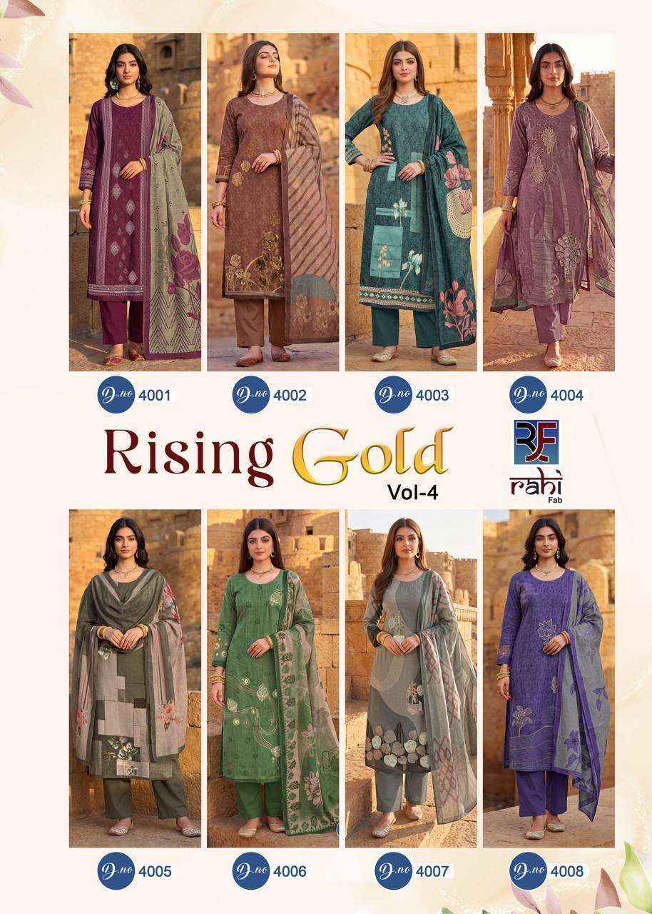 Rahi Fab Rising Gold Vol 4 Pure Cotton Dress Material 8 Pcs Catalog