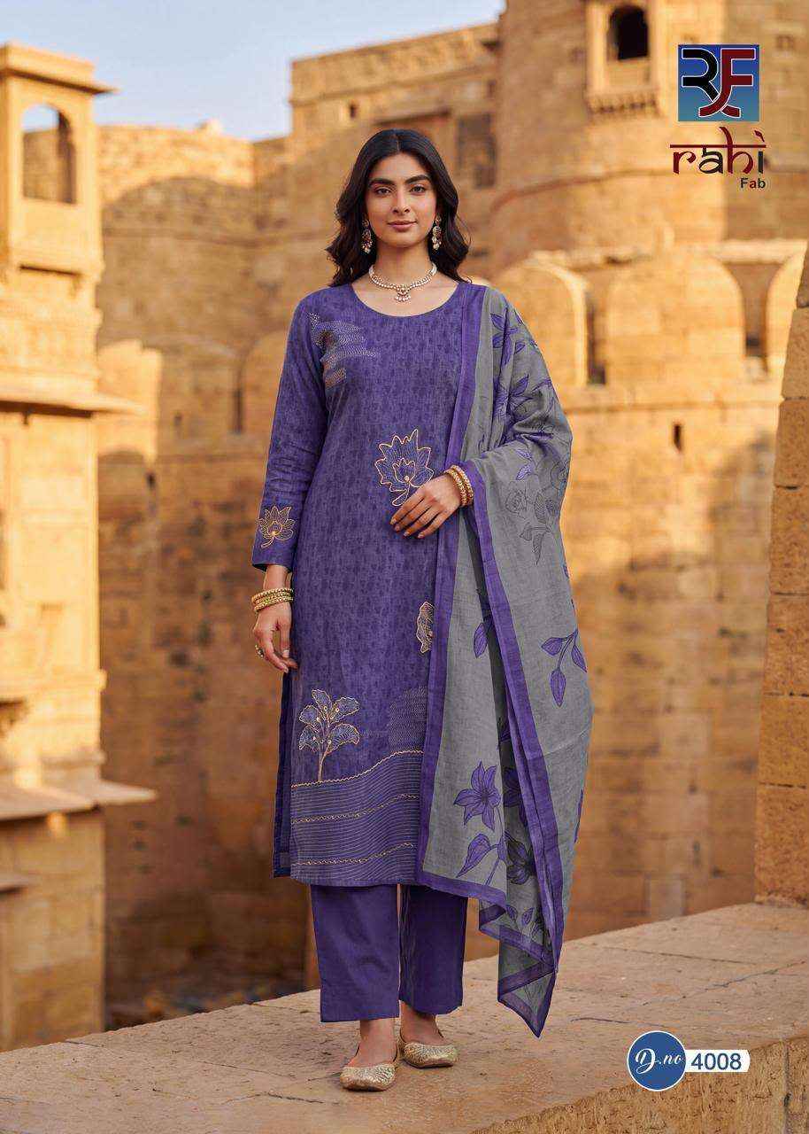 Rahi Fab Rising Gold Vol 4 Pure Cotton Dress Material 8 Pcs Catalog