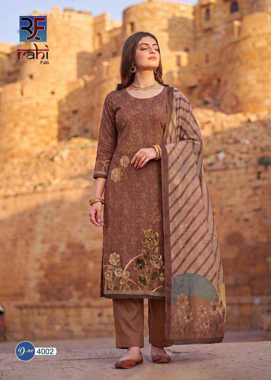 Rahi Fab Rising Gold Vol 4 Pure Cotton Dress Material 8 Pcs Catalog