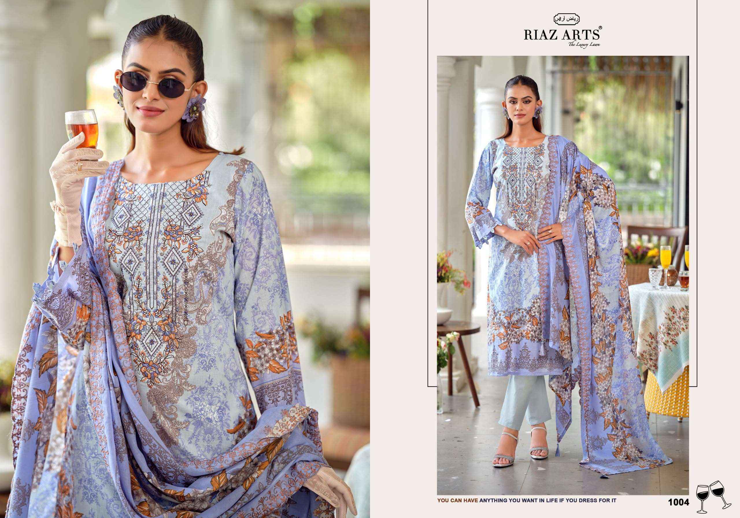 Riaz Arts Bin Saeed Premium Lawn Cotton Dress Material 8 Pcs Catalog