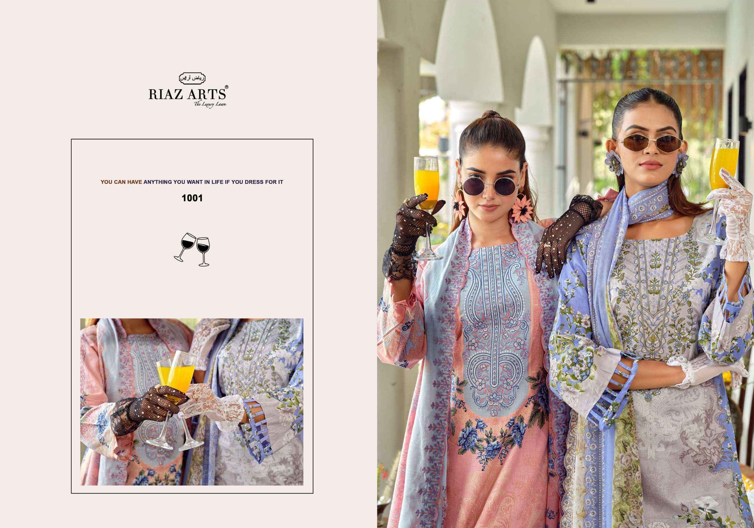 Riaz Arts Bin Saeed Premium Lawn Cotton Dress Material 8 Pcs Catalog