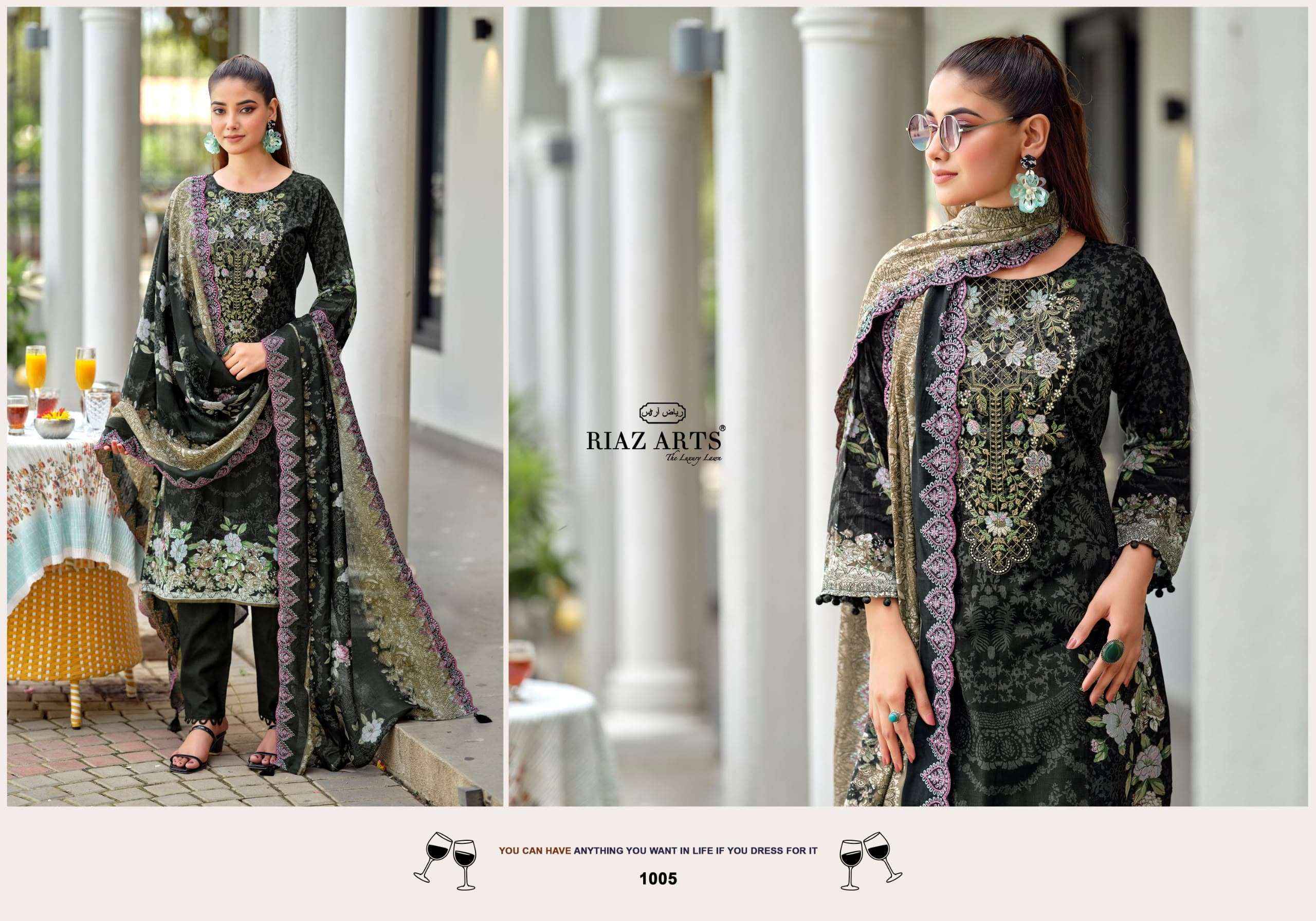 Riaz Arts Bin Saeed Premium Lawn Cotton Dress Material 8 Pcs Catalog
