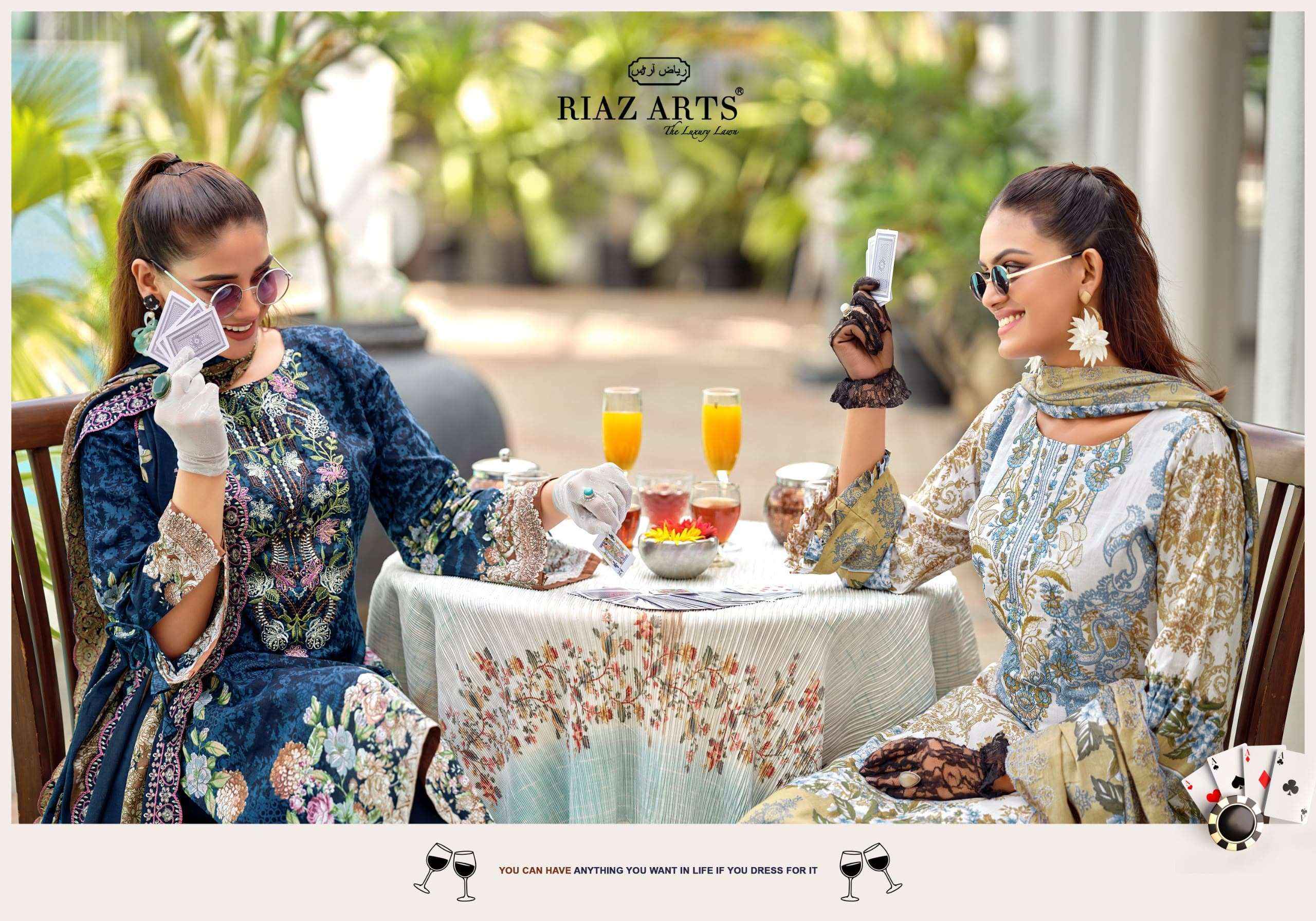 Riaz Arts Bin Saeed Premium Lawn Cotton Dress Material 8 Pcs Catalog