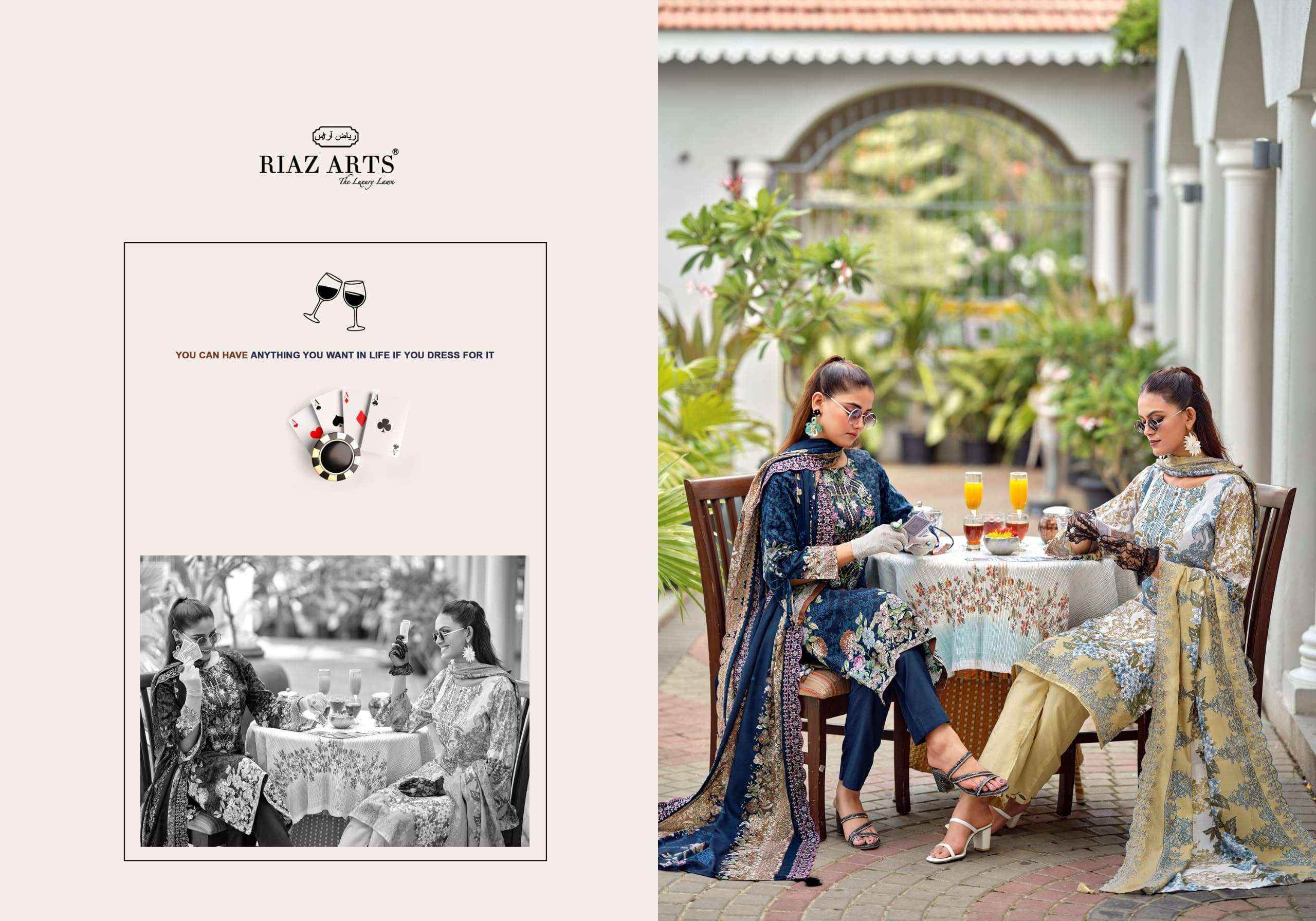 Riaz Arts Bin Saeed Premium Lawn Cotton Dress Material 8 Pcs Catalog