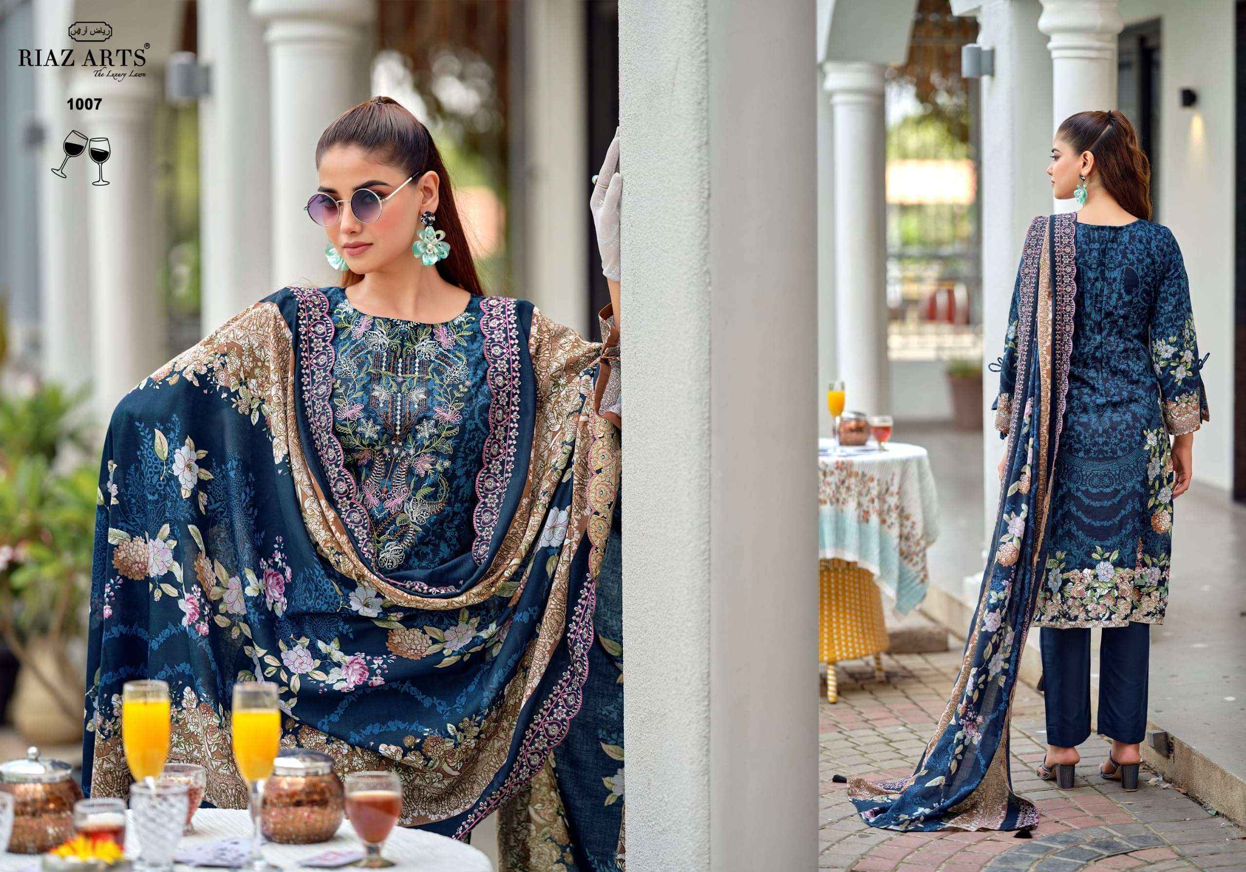Riaz Arts Bin Saeed Premium Lawn Cotton Dress Material 8 Pcs Catalog