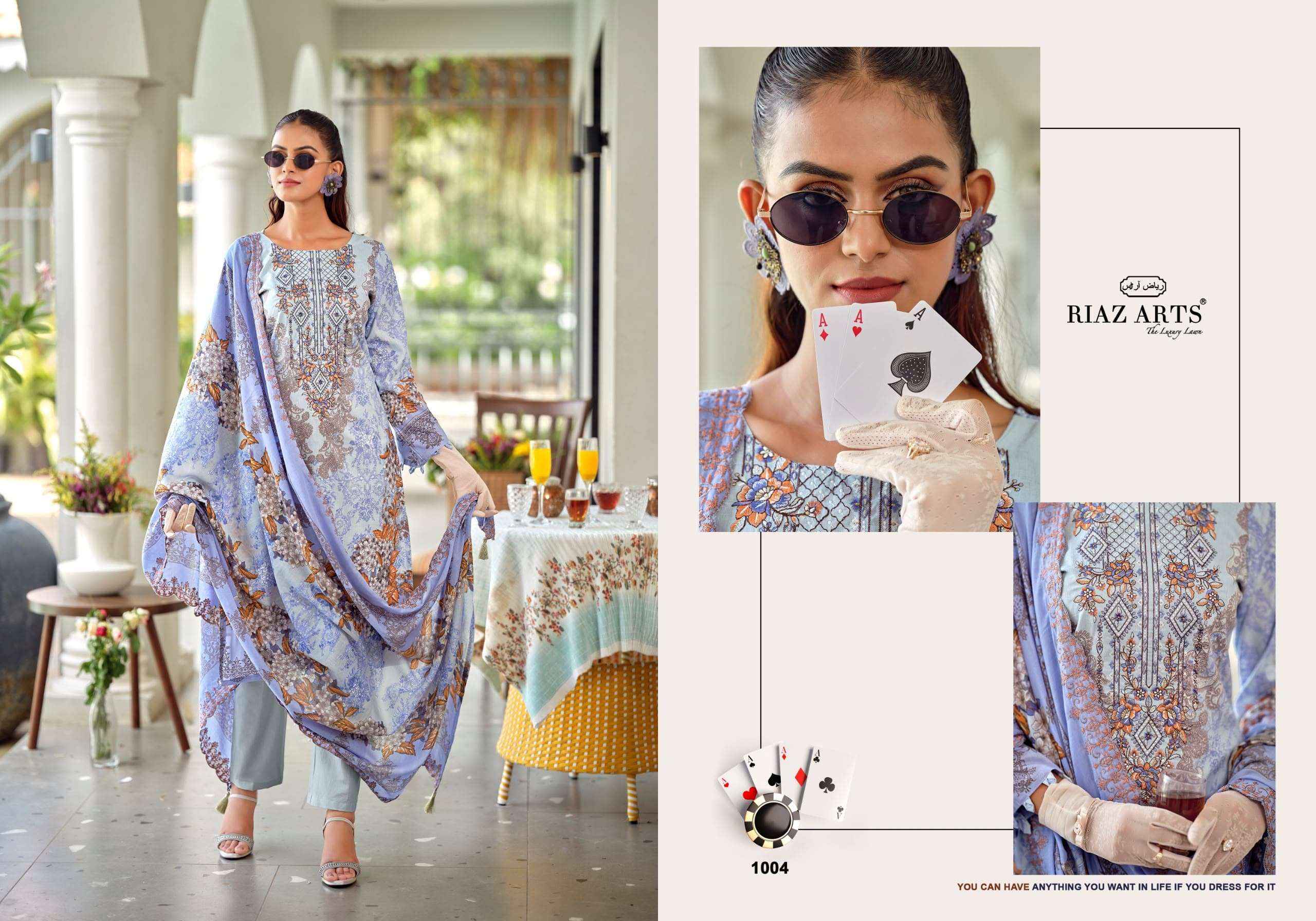 Riaz Arts Bin Saeed Premium Lawn Cotton Dress Material 8 Pcs Catalog