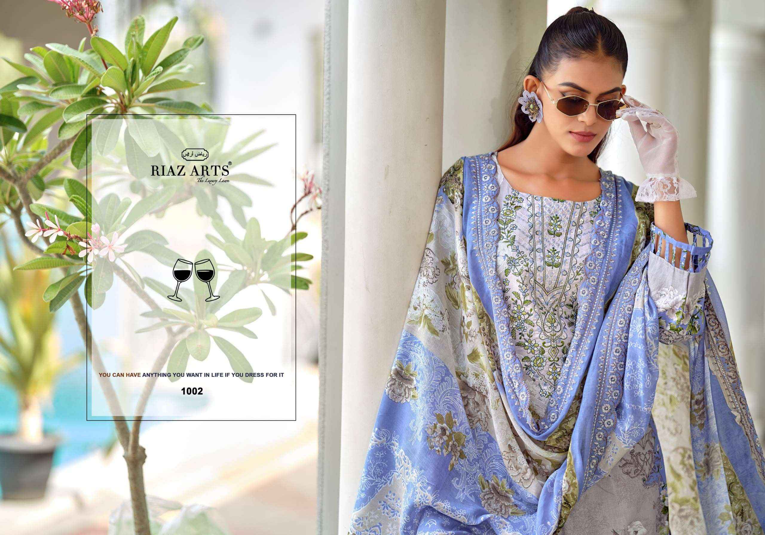 Riaz Arts Bin Saeed Premium Lawn Cotton Dress Material 8 Pcs Catalog