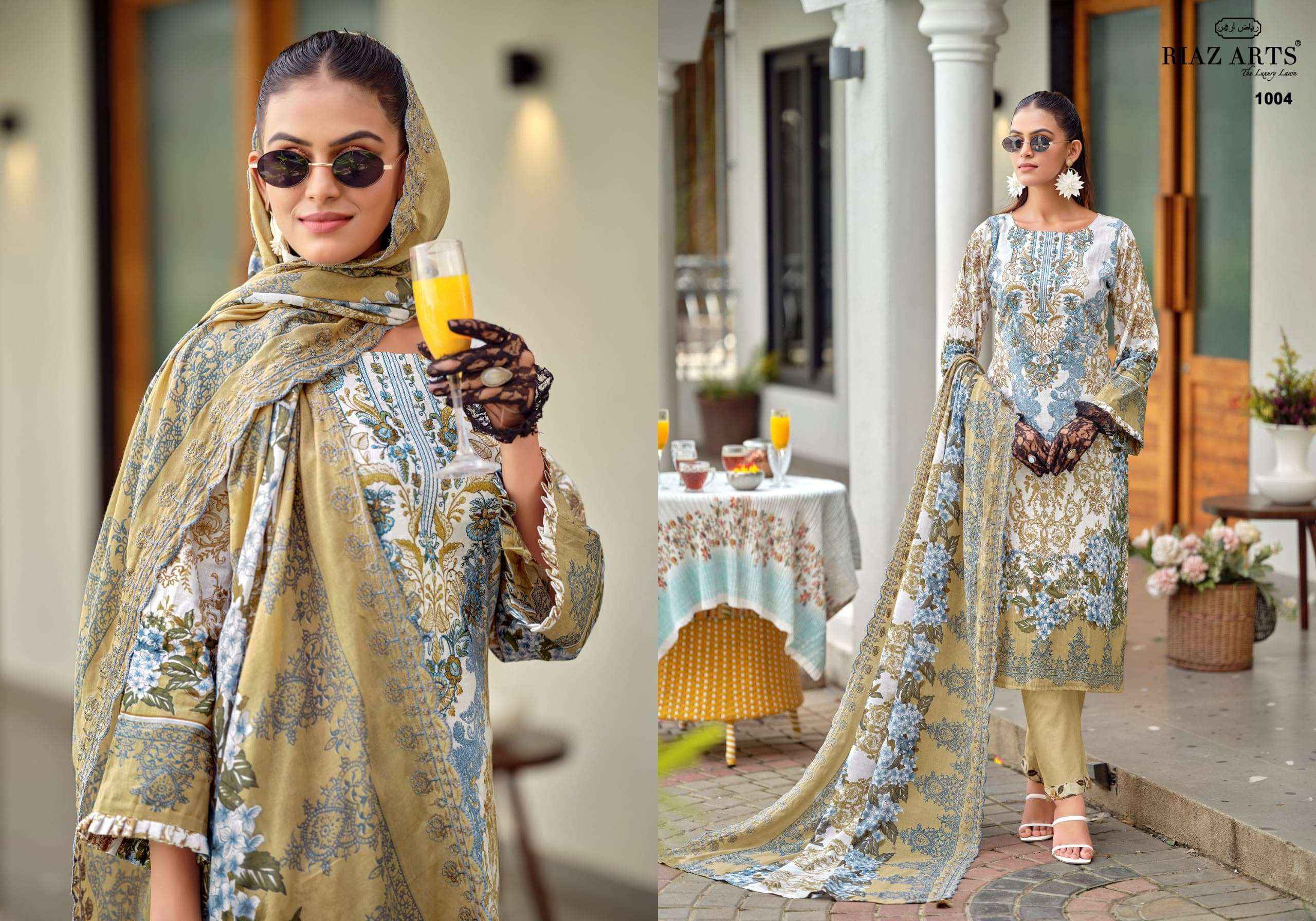 Riaz Arts Bin Saeed Premium Lawn Cotton Dress Material 8 Pcs Catalog