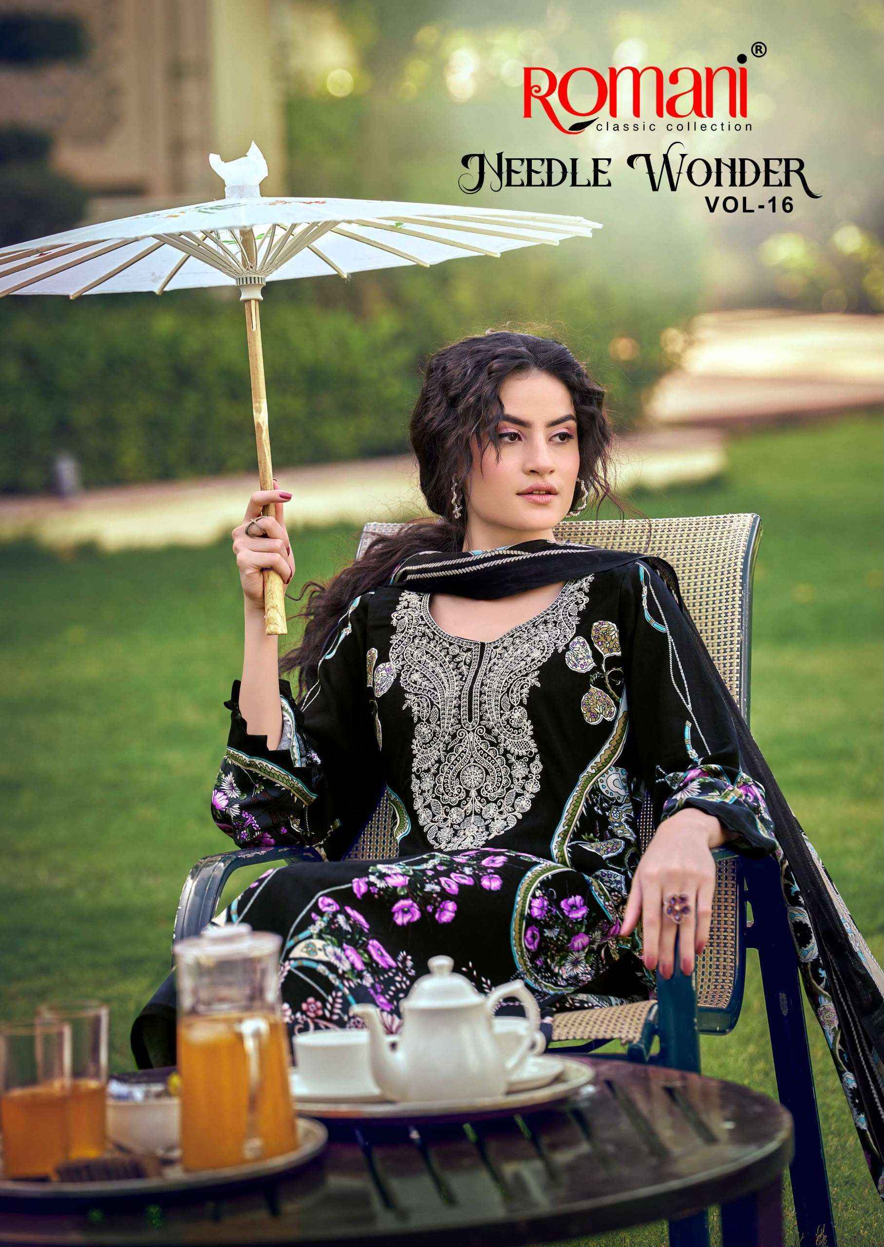 Romani Needle Wonder Vol 16 Cotton Dress Material 8 pcs Catalog