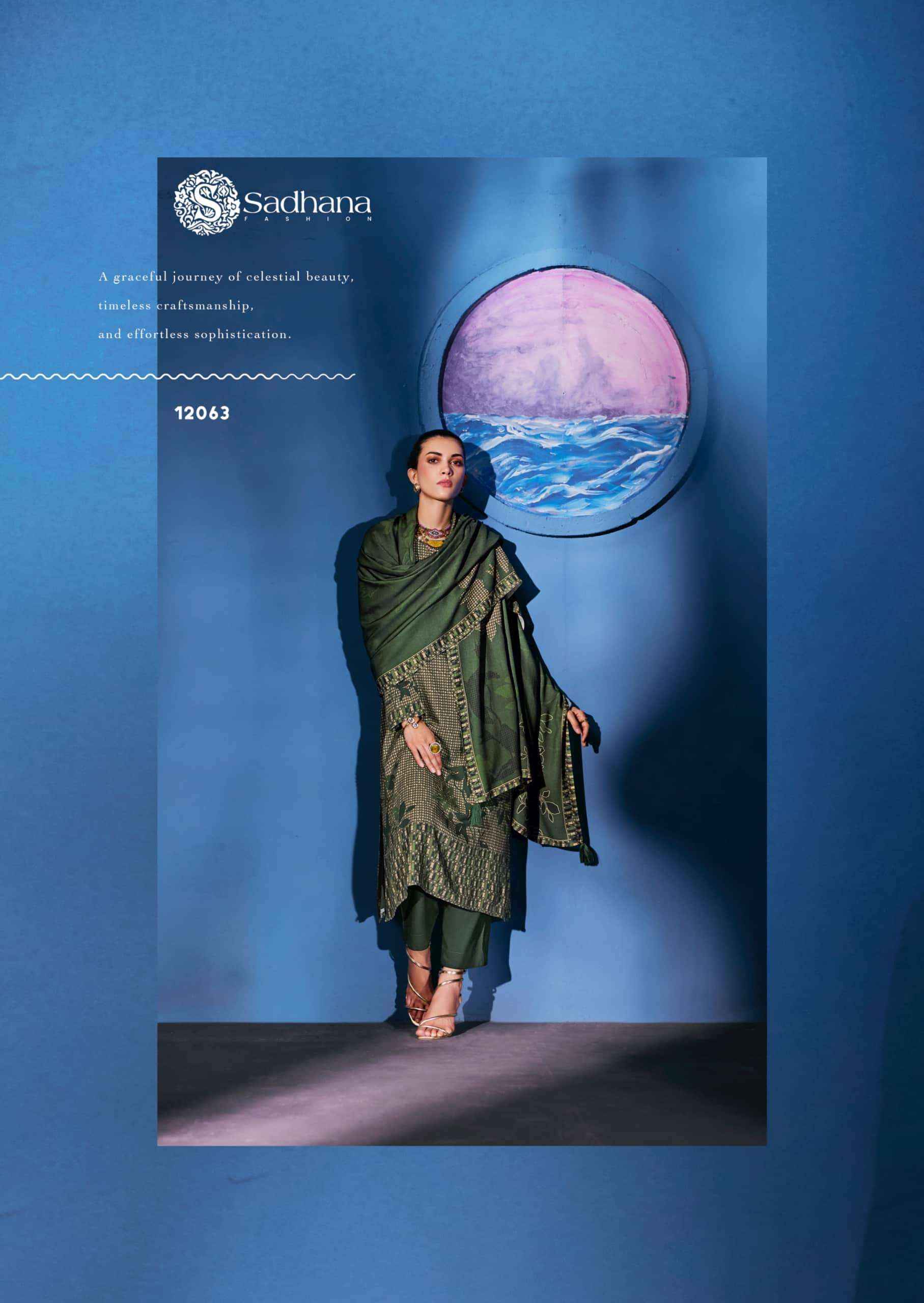 Sadhana Fashion Celestial Weave Digital Printed Pashmina Salwar Suit Suppliers