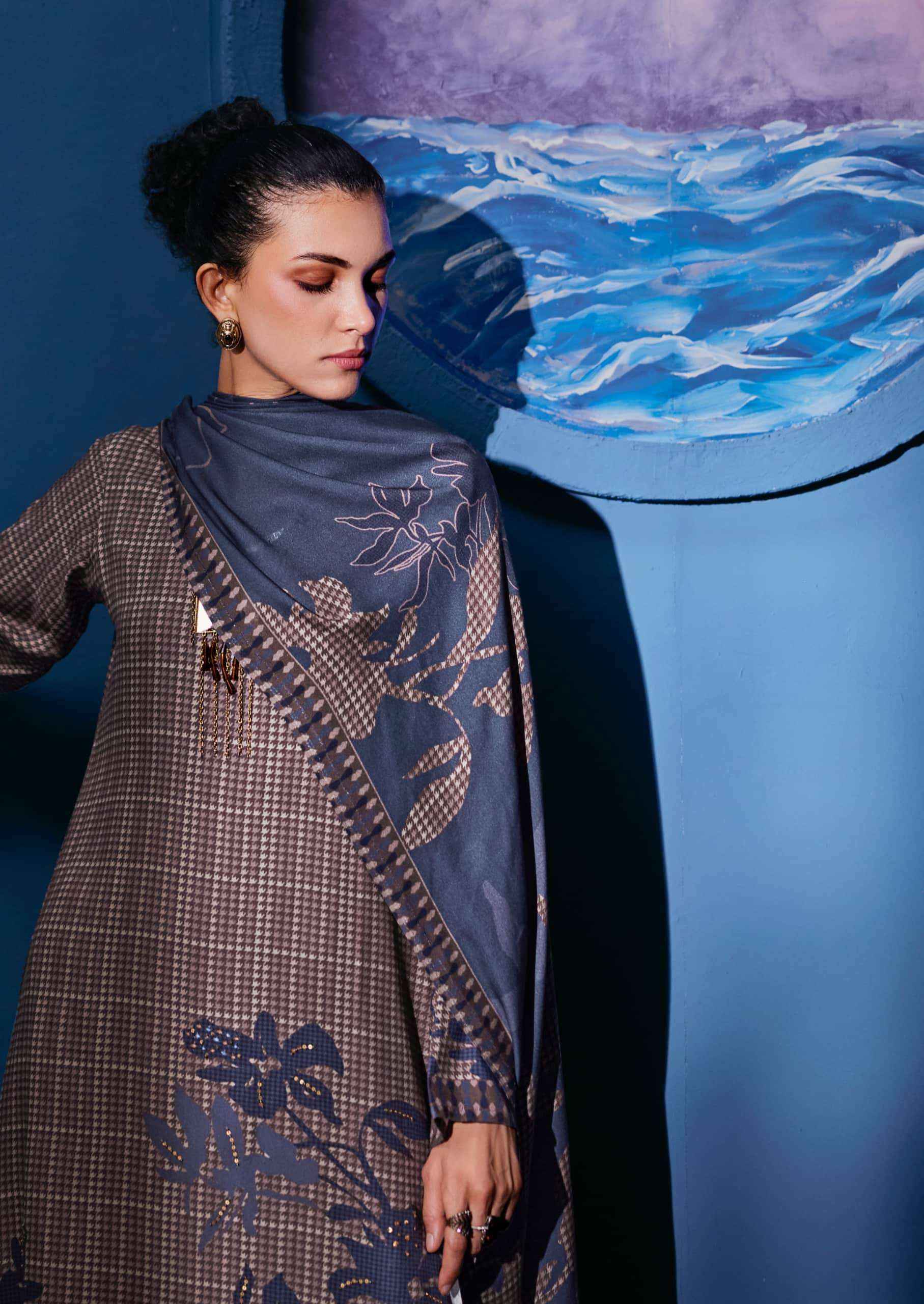 Sadhana Fashion Celestial Weave Digital Printed Pashmina Salwar Suit Suppliers