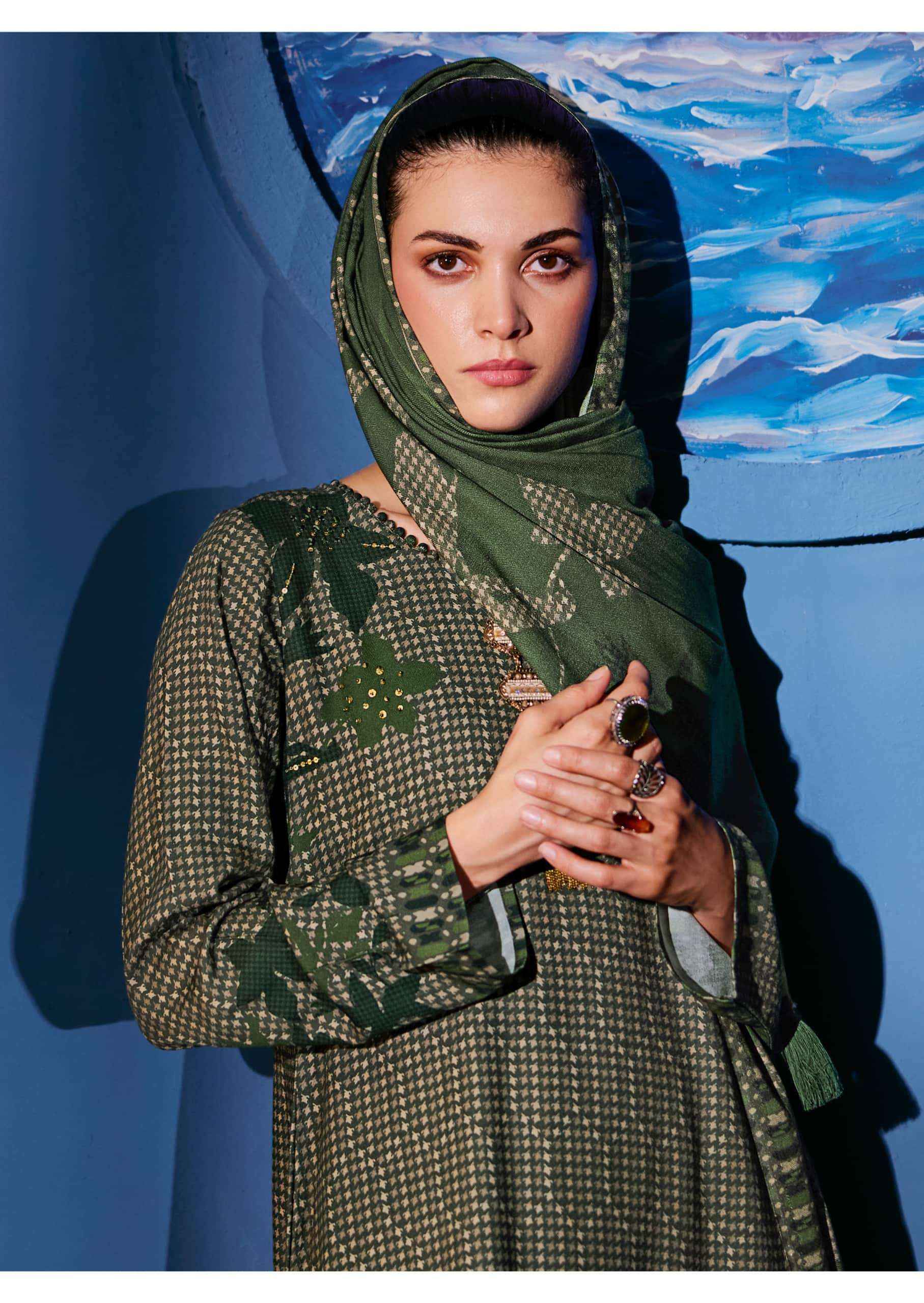 Sadhana Fashion Celestial Weave Digital Printed Pashmina Salwar Suit Suppliers