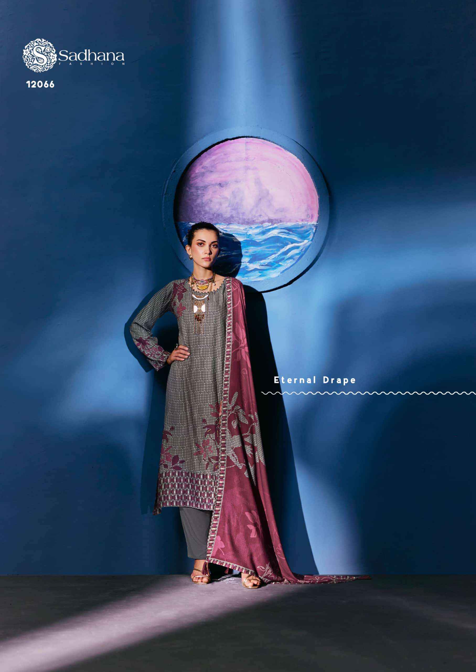 Sadhana Fashion Celestial Weave Digital Printed Pashmina Salwar Suit Suppliers