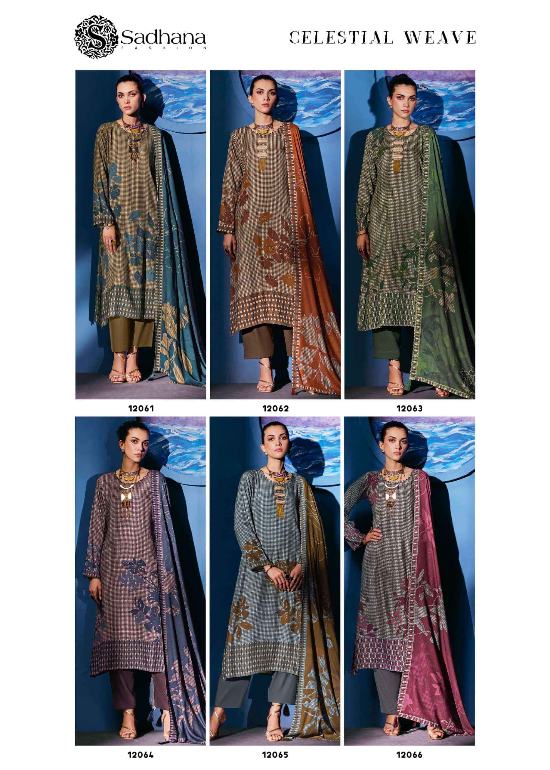 Sadhana Fashion Celestial Weave Digital Printed Pashmina Salwar Suit Suppliers