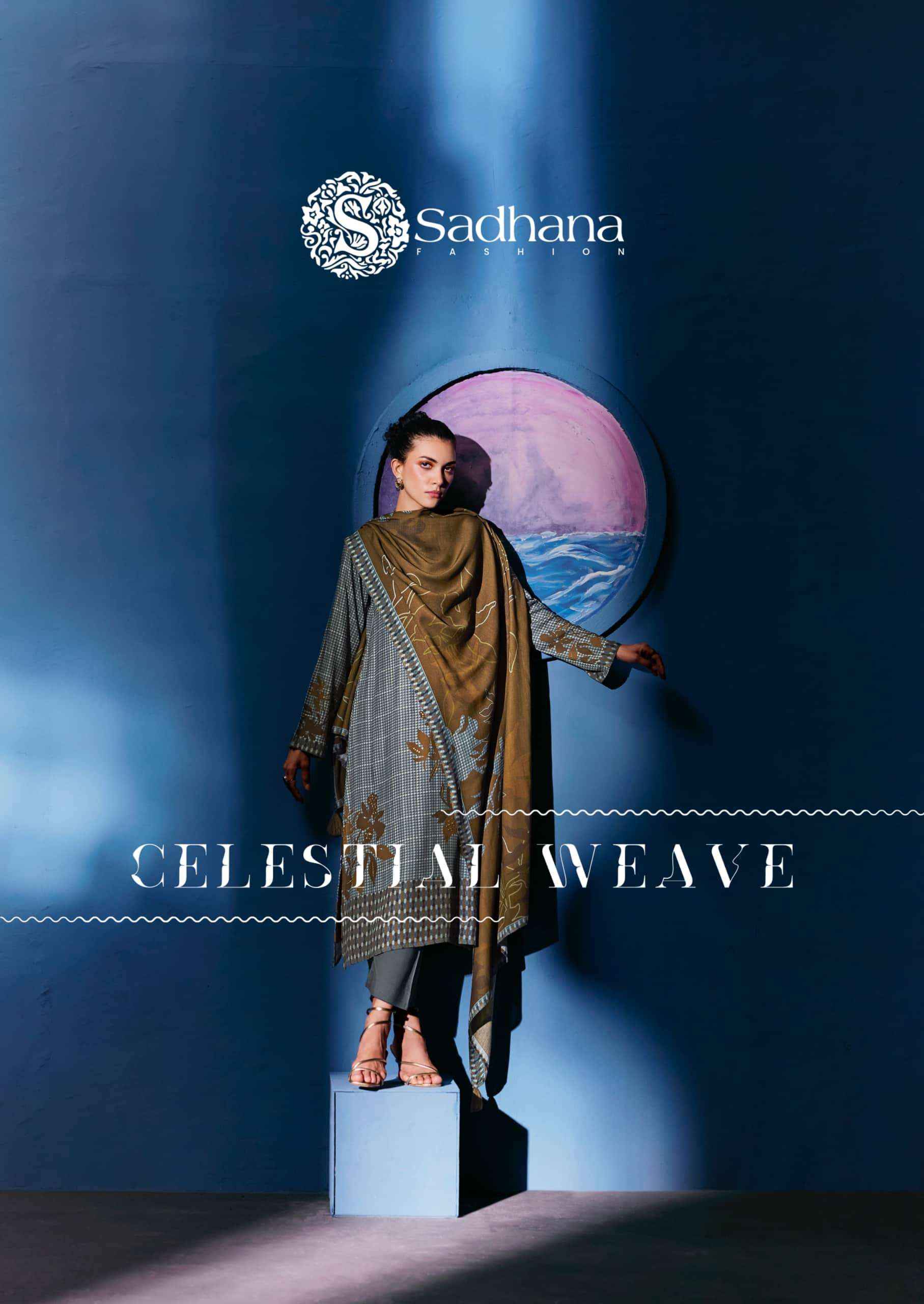 Sadhana Fashion Celestial Weave Digital Printed Pashmina Salwar Suit Suppliers