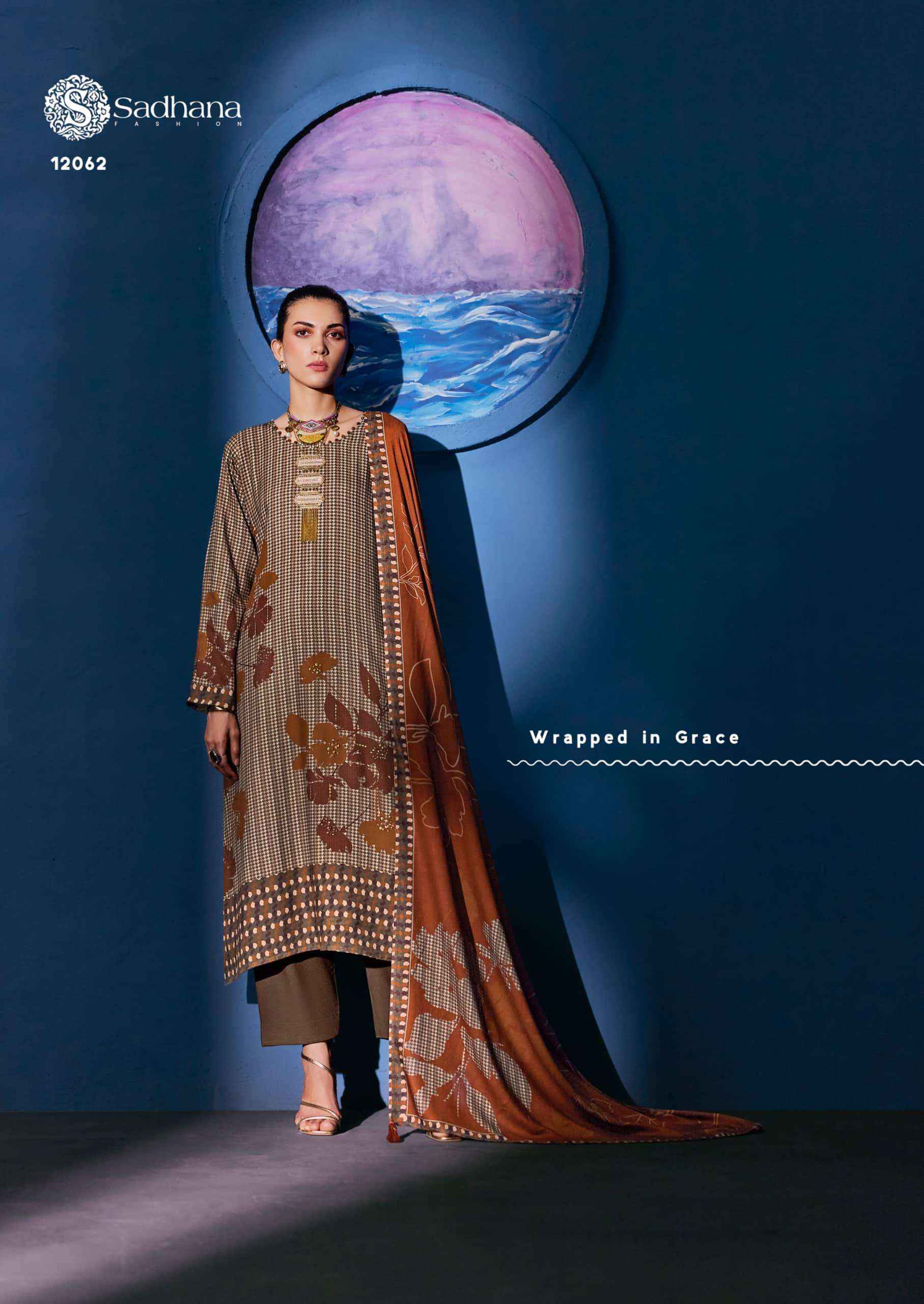 Sadhana Fashion Celestial Weave Digital Printed Pashmina Salwar Suit Suppliers