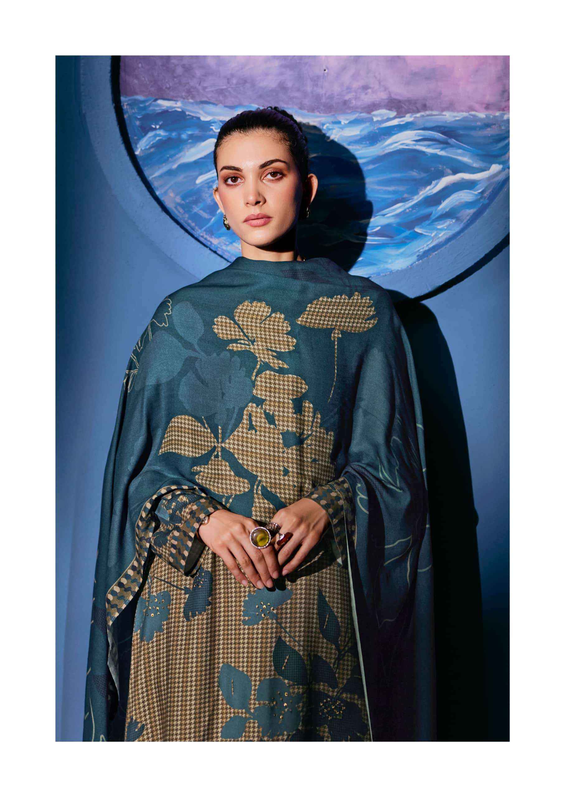 Sadhana Fashion Celestial Weave Digital Printed Pashmina Salwar Suit Suppliers