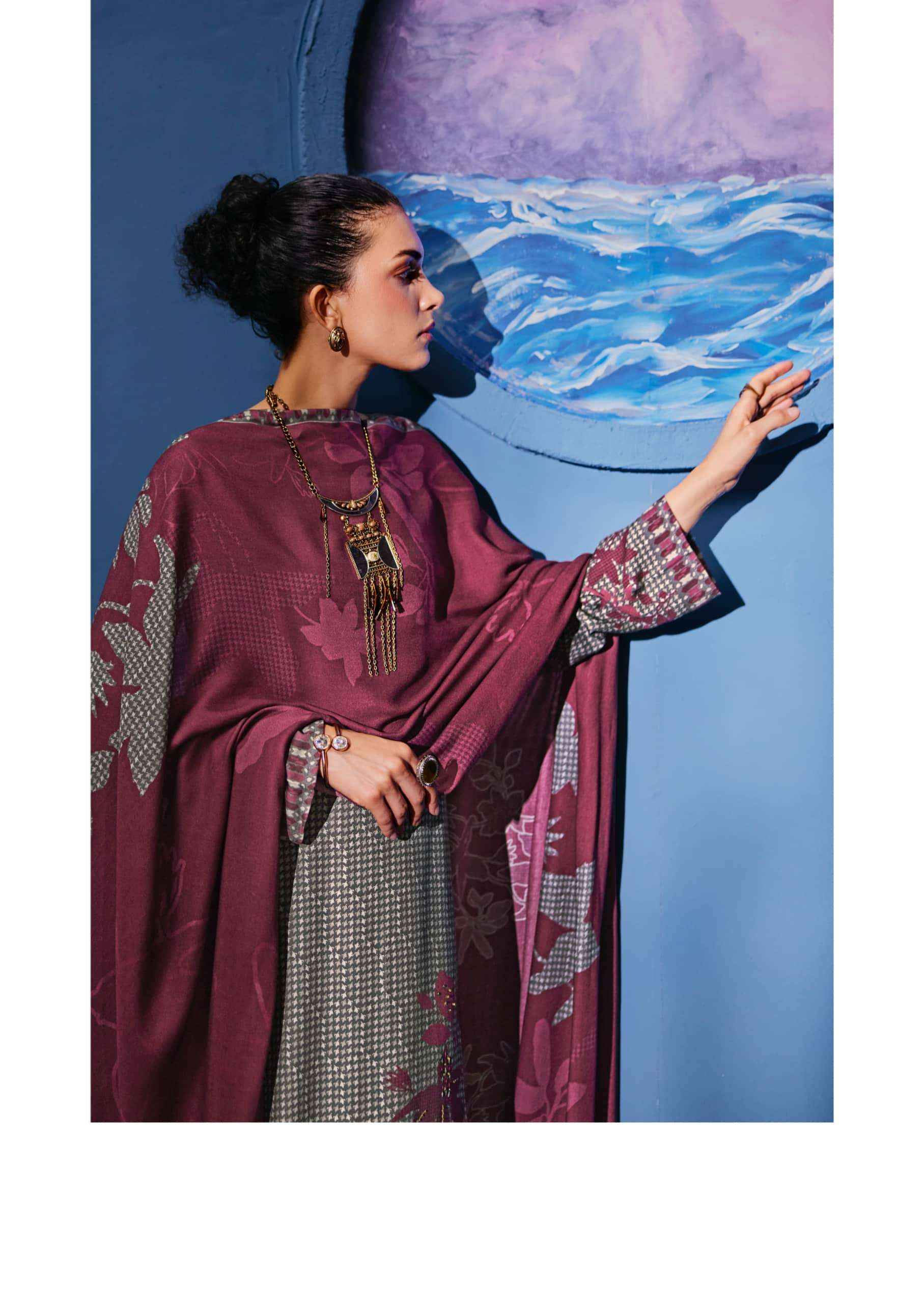 Sadhana Fashion Celestial Weave Digital Printed Pashmina Salwar Suit Suppliers