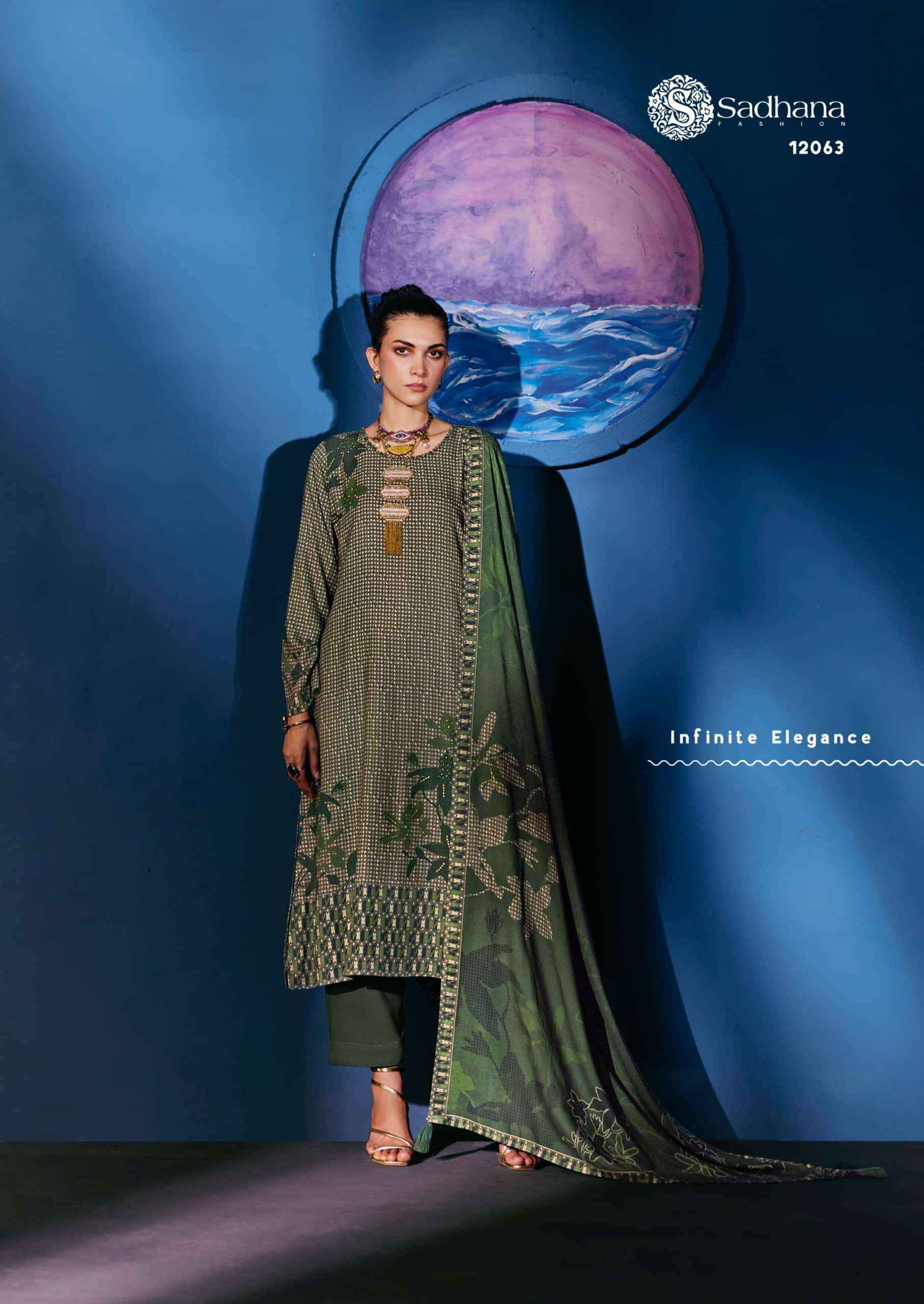 Sadhana Fashion Celestial Weave Digital Printed Pashmina Salwar Suit Suppliers