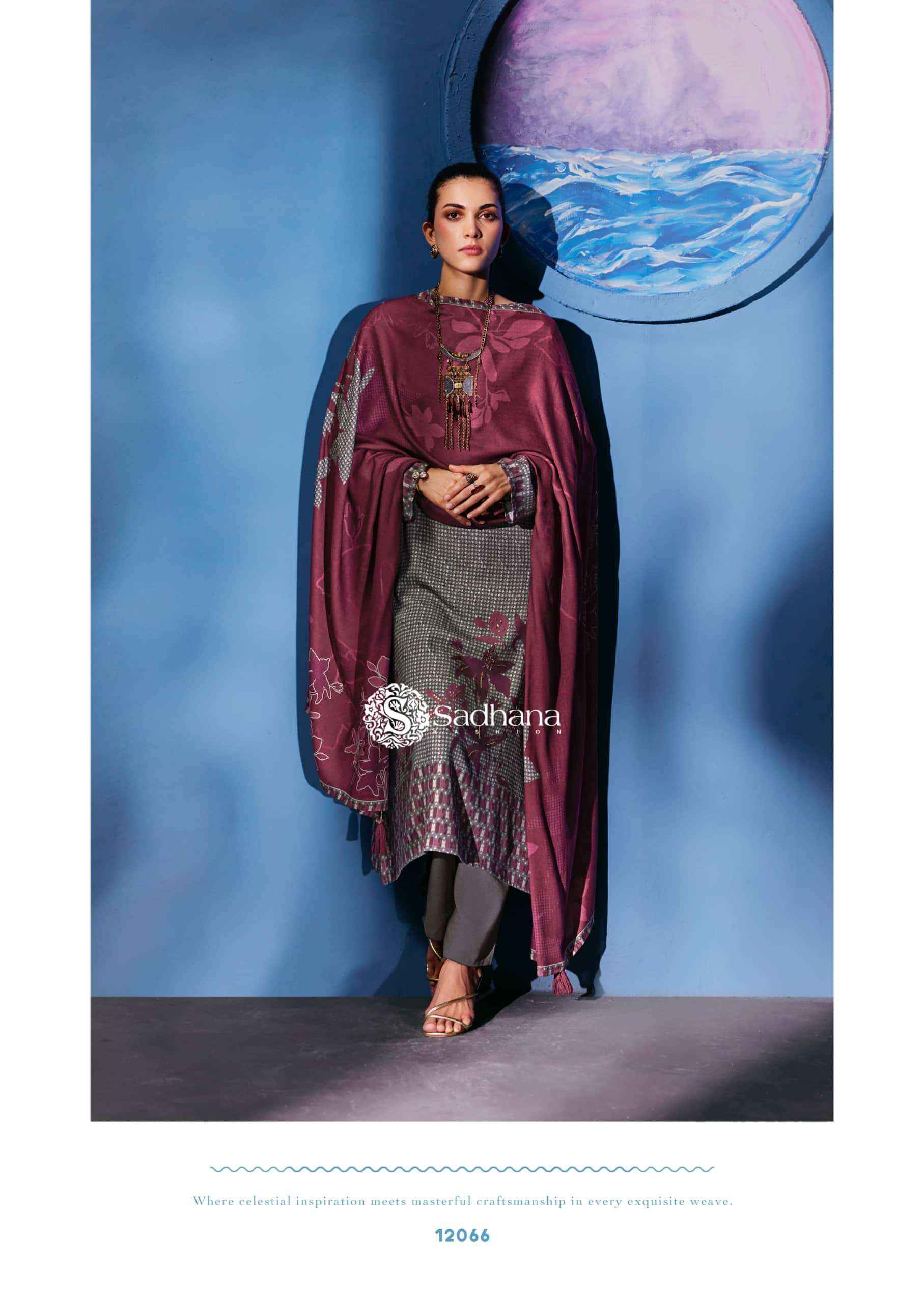 Sadhana Fashion Celestial Weave Digital Printed Pashmina Salwar Suit Suppliers
