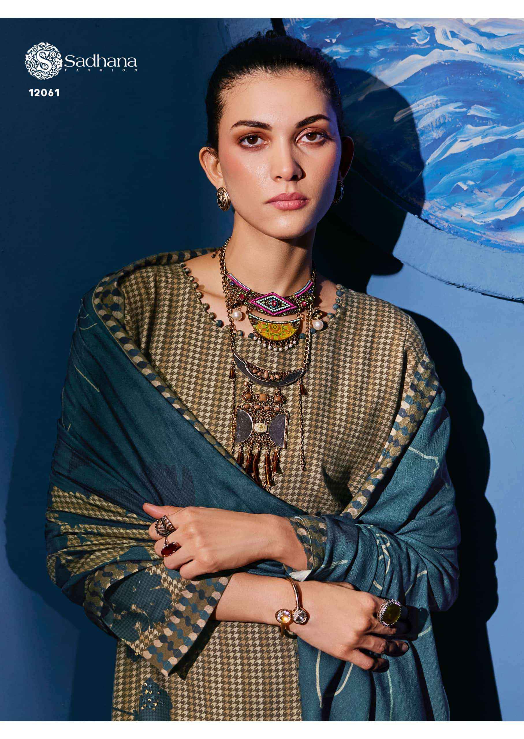Sadhana Fashion Celestial Weave Digital Printed Pashmina Salwar Suit Suppliers