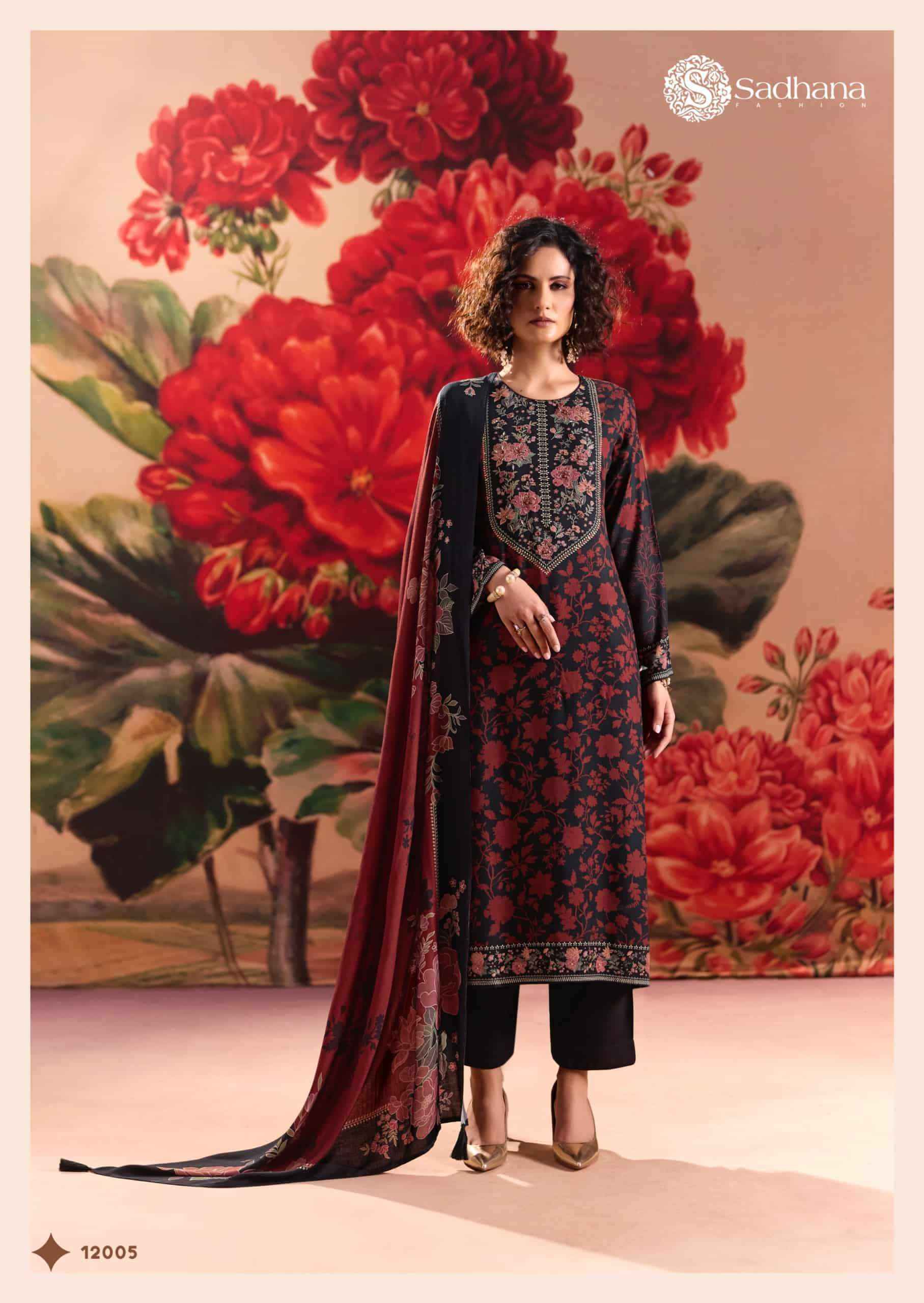 Sadhana Fashion Rose Reverie Pashmina Dress Material 6 Pcs Set
