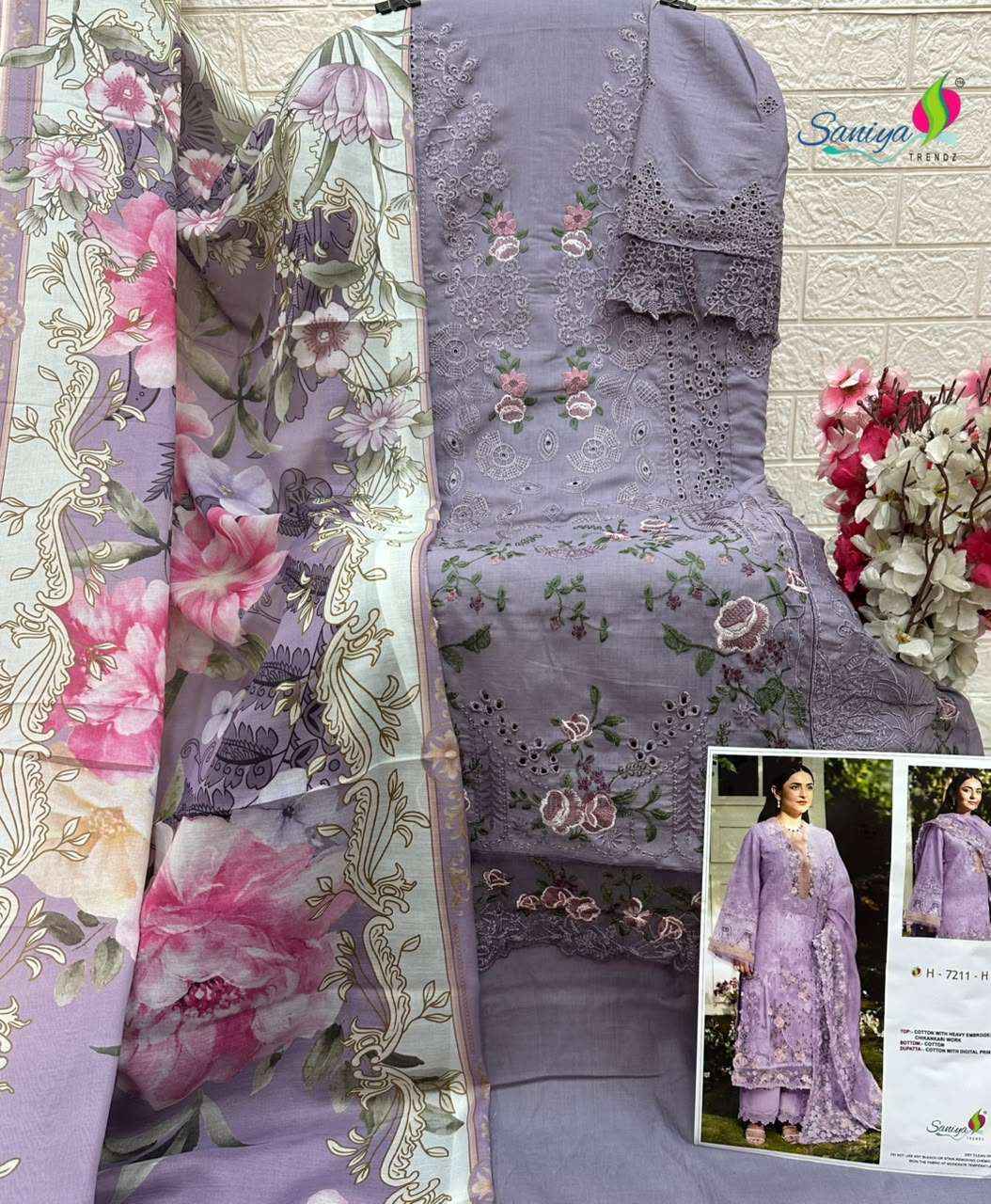 Saniya Trendz 7211 Efgh Chikankari Work Pakistani Suits 4 Pcs Catalog