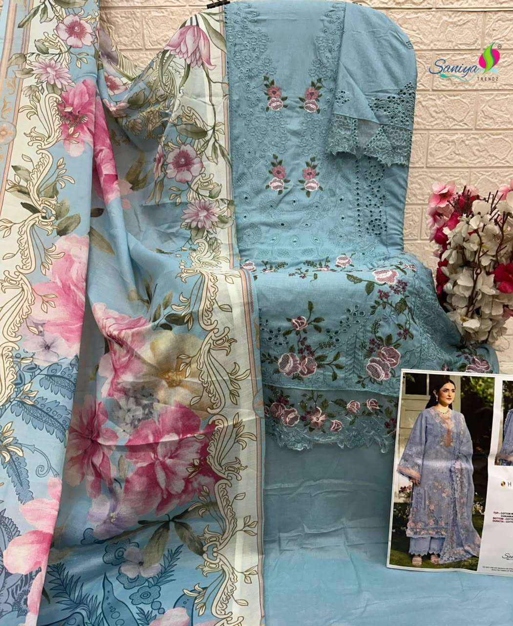 Saniya Trendz 7211 Efgh Chikankari Work Pakistani Suits 4 Pcs Catalog
