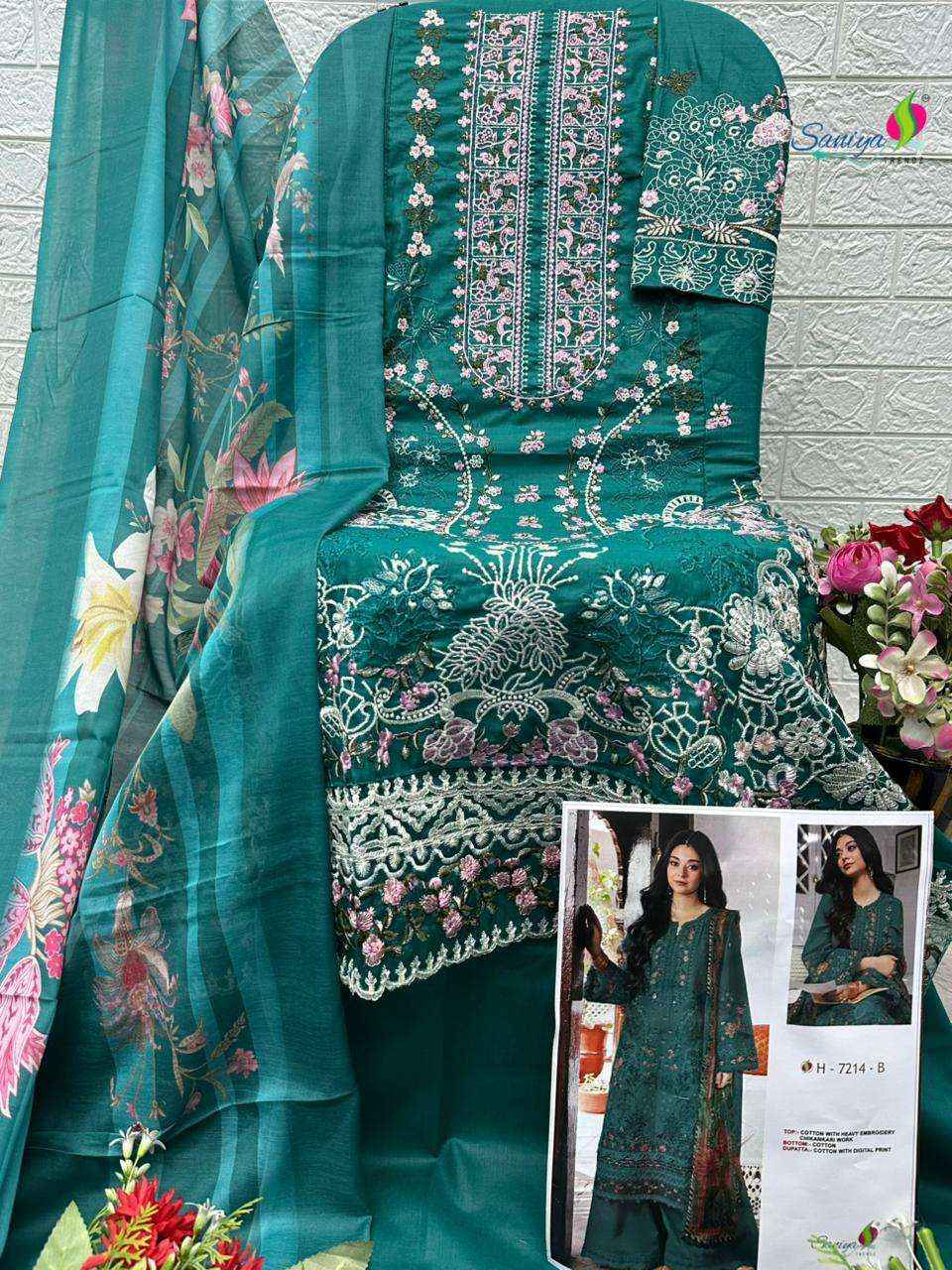 Saniya Trendz 7214 Abcd Unstitch Pakistani Dress Material 4pcs Catalog