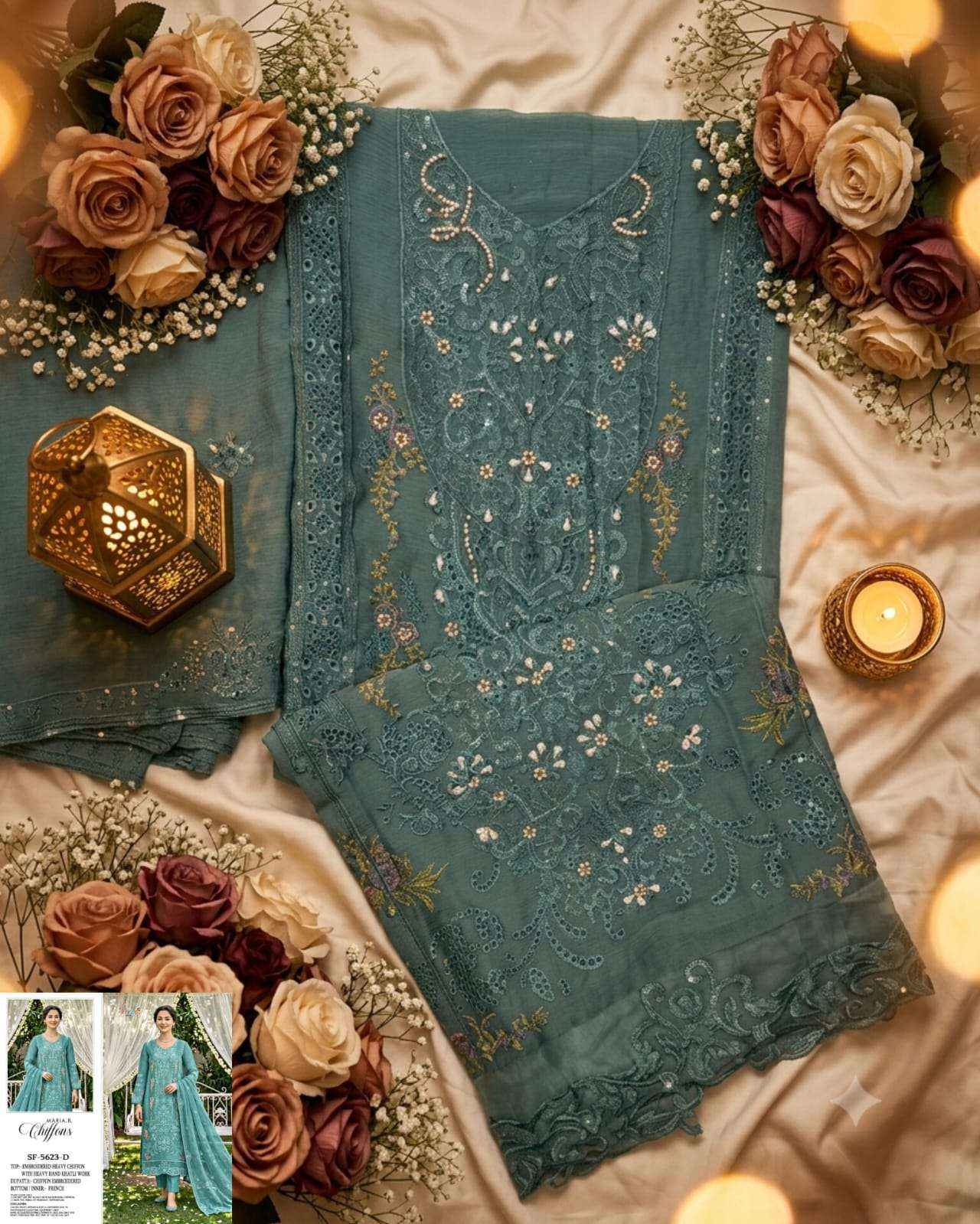 Shree Fabs Sf 5623 Abcd Designer Work Pakistani Chiffon Suit 4pcs set