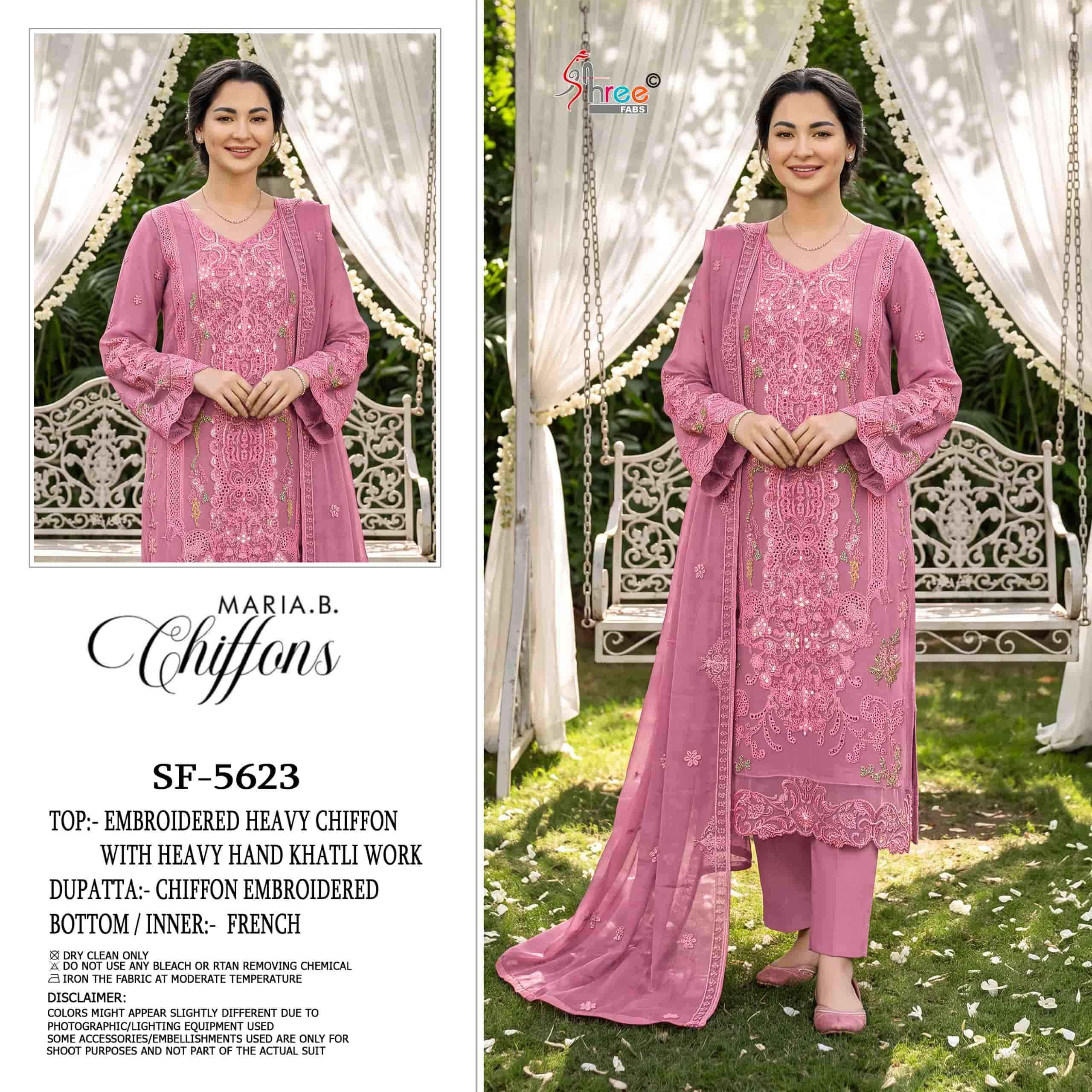 Shree Fabs Sf 5623 Abcd Designer Work Pakistani Chiffon Suit 4pcs set
