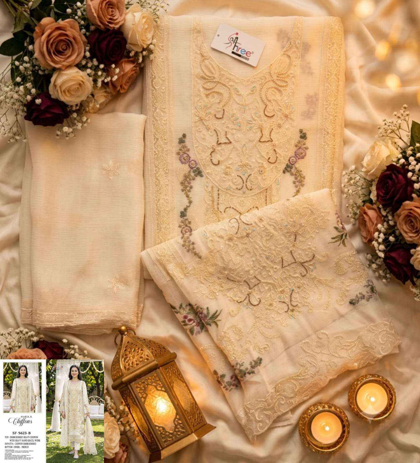 Shree Fabs Sf 5623 Abcd Designer Work Pakistani Chiffon Suit 4pcs set