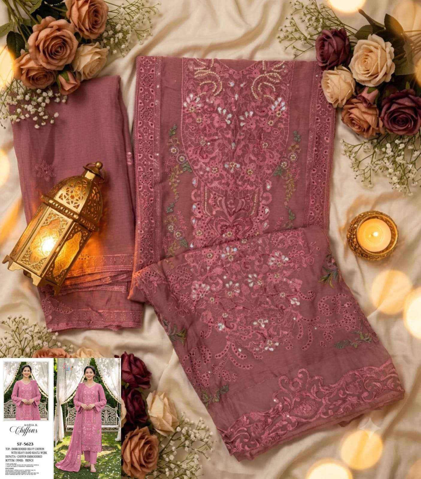 Shree Fabs Sf 5623 Abcd Designer Work Pakistani Chiffon Suit 4pcs set