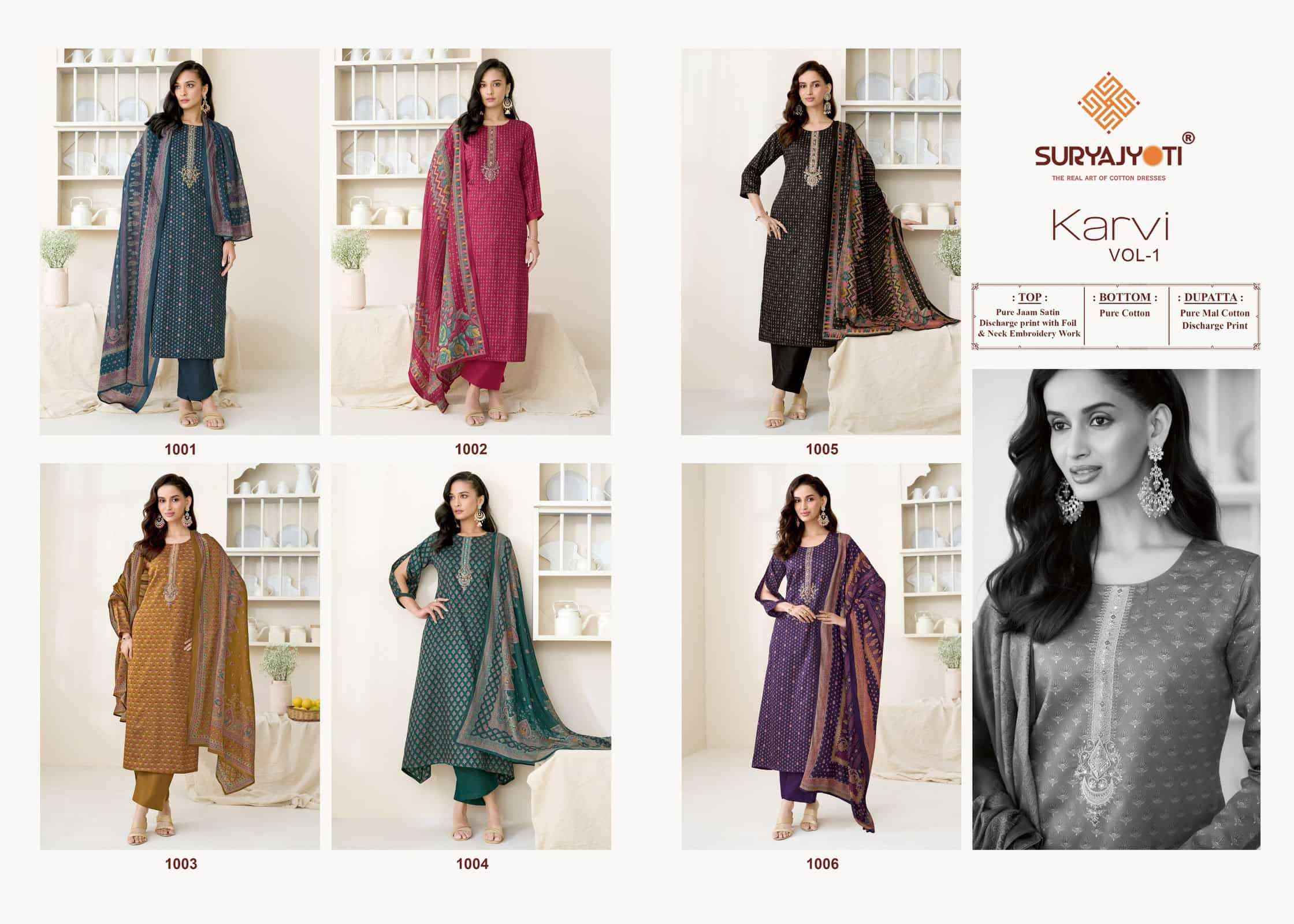 Suryajyoti Karvi Vol 1 Fancy Zam Satin Dress Material 6 Pcs Catalog 