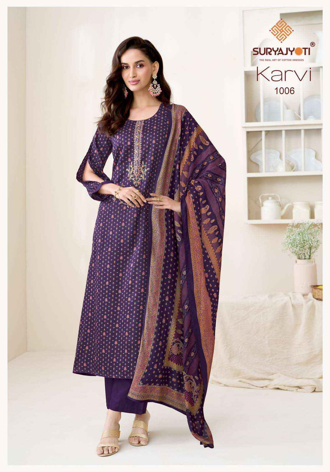 Suryajyoti Karvi Vol 1 Fancy Zam Satin Dress Material 6 Pcs Catalog 