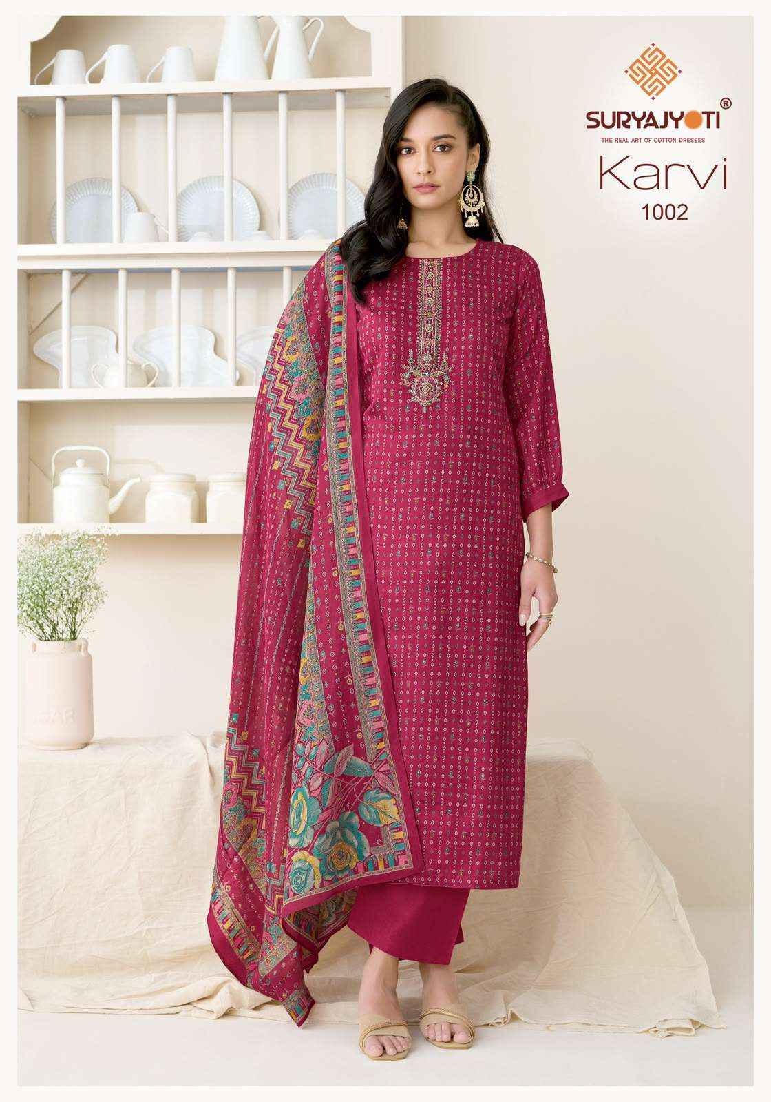Suryajyoti Karvi Vol 1 Fancy Zam Satin Dress Material 6 Pcs Catalog 