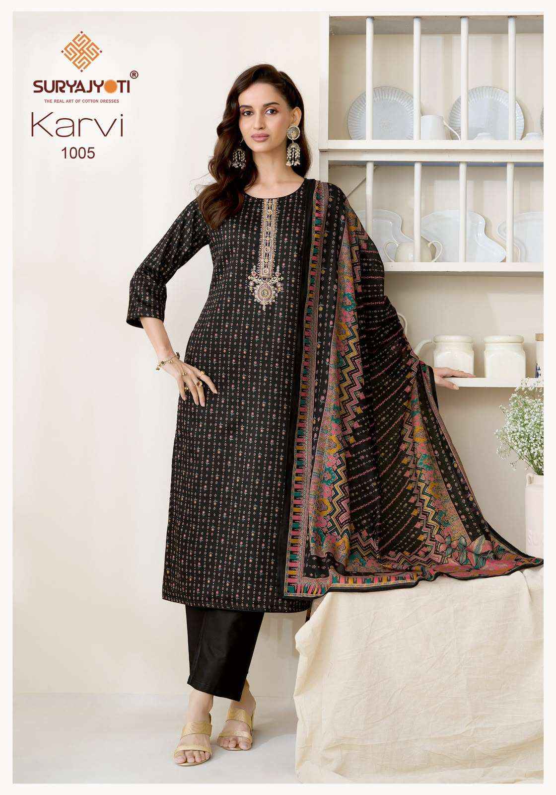 Suryajyoti Karvi Vol 1 Fancy Zam Satin Dress Material 6 Pcs Catalog 