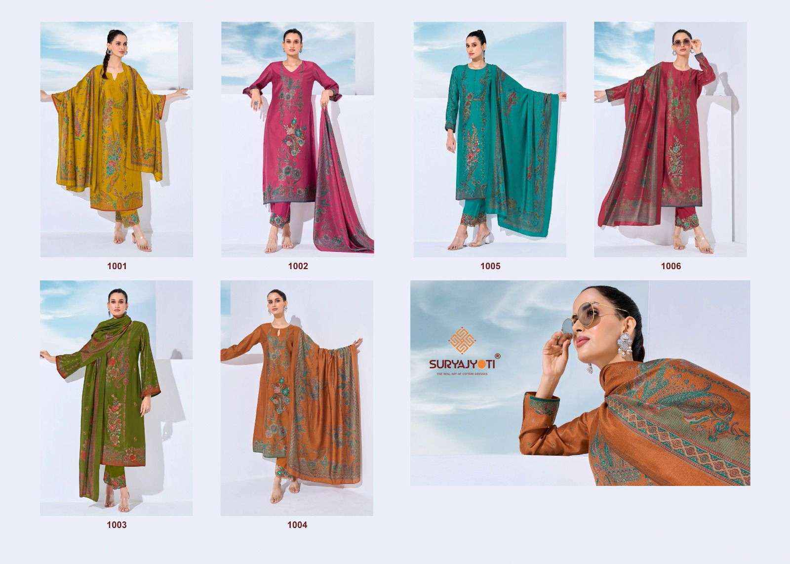 Suryajyoti Kashi Vol 1 Premium Wear Ladies Dress Material 6pcs Catalog 