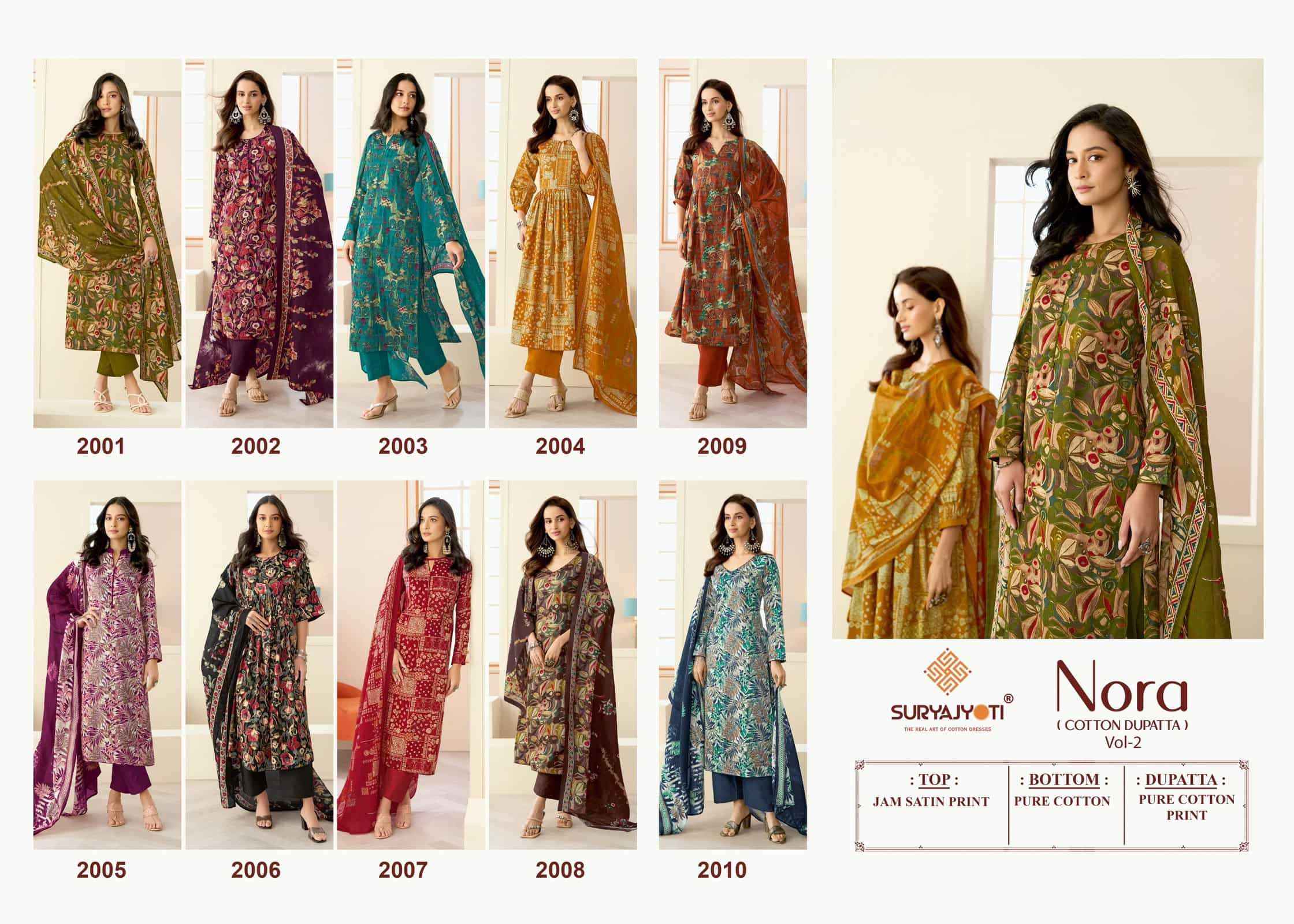 Suryajyoti Nora Vol 2 Printed Satin Salwar Suit Wholesales Best Price 10 Pcs Catalog 