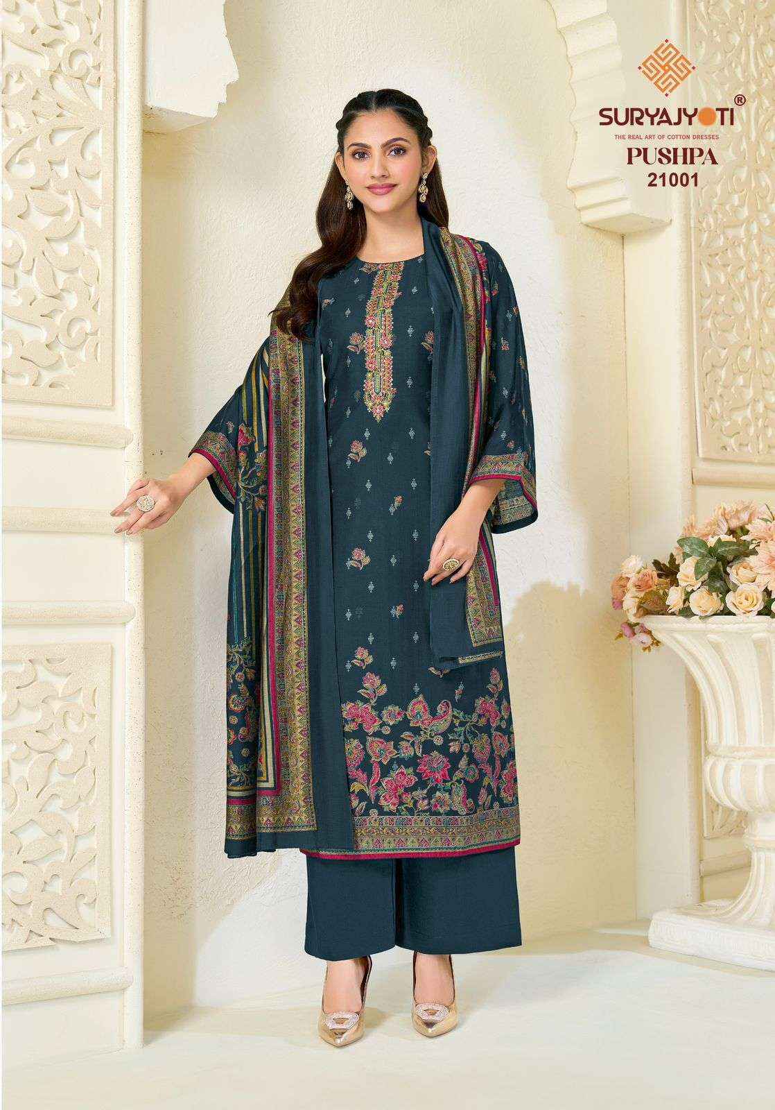 Suryajyoti Pushpa Vol 21 Pure Modal Silk Ladies Dress Material 8 Pcs Set