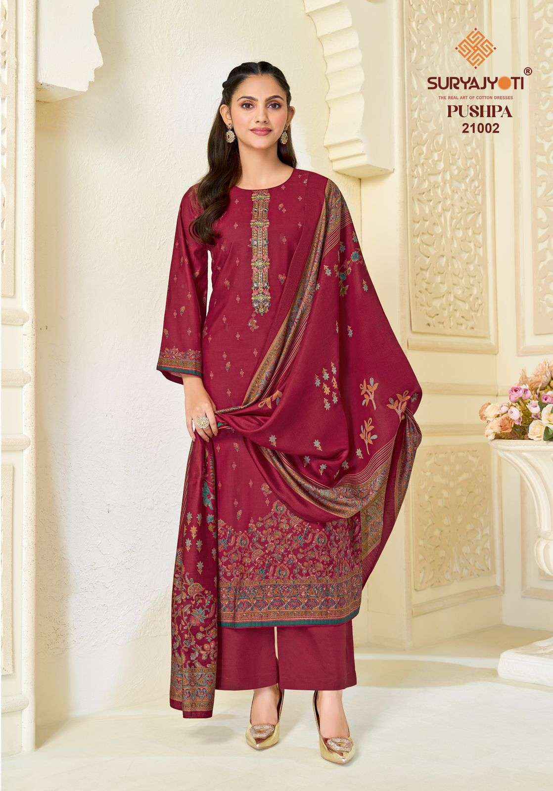 Suryajyoti Pushpa Vol 21 Pure Modal Silk Ladies Dress Material 8 Pcs Set