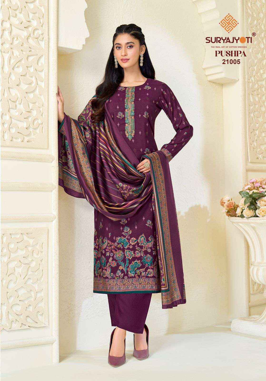 Suryajyoti Pushpa Vol 21 Pure Modal Silk Ladies Dress Material 8 Pcs Set