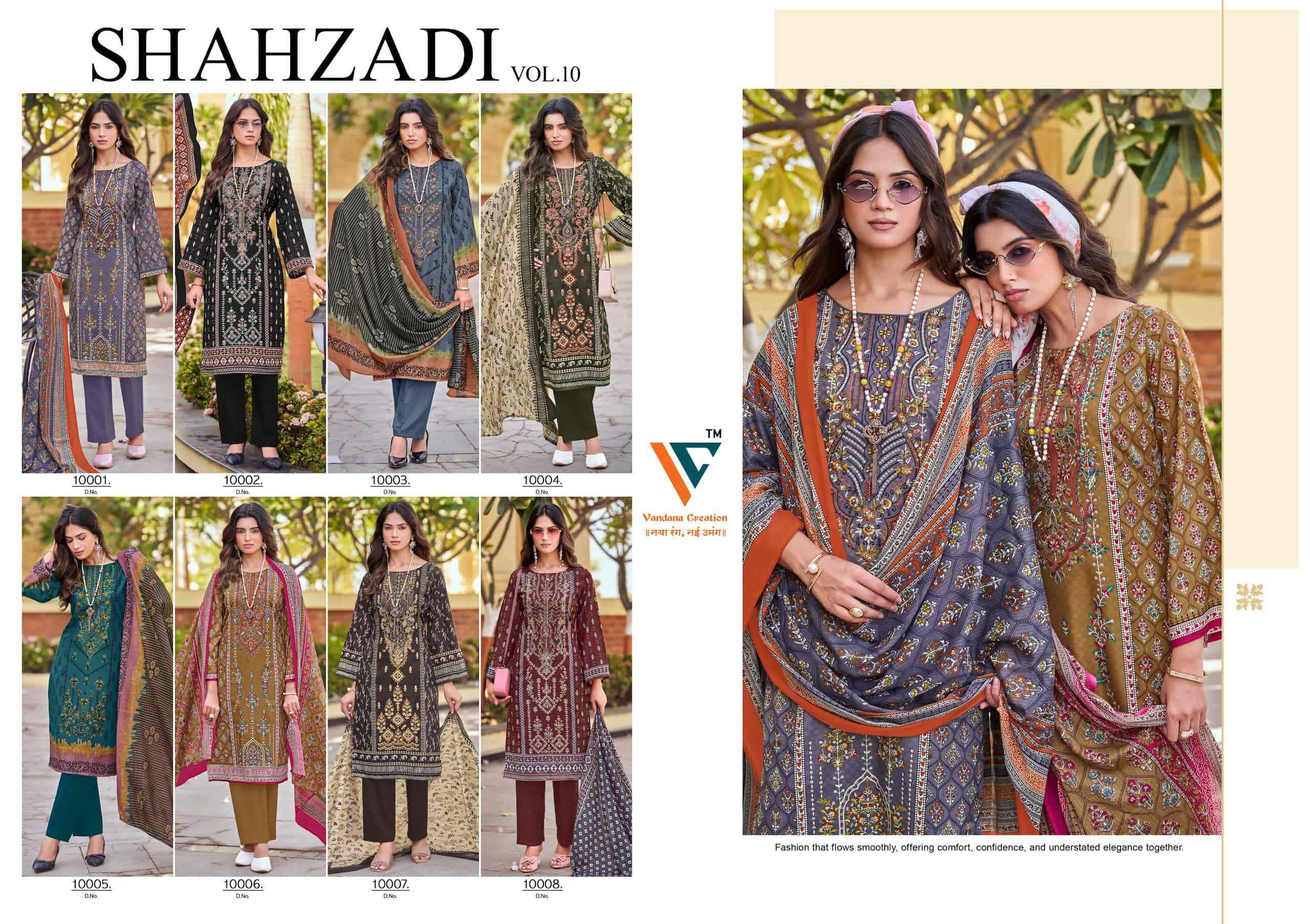 Vandana Fashion Shahzadi Vol 10 Printed Cotton Dress Material 8 Pcs Catalog 