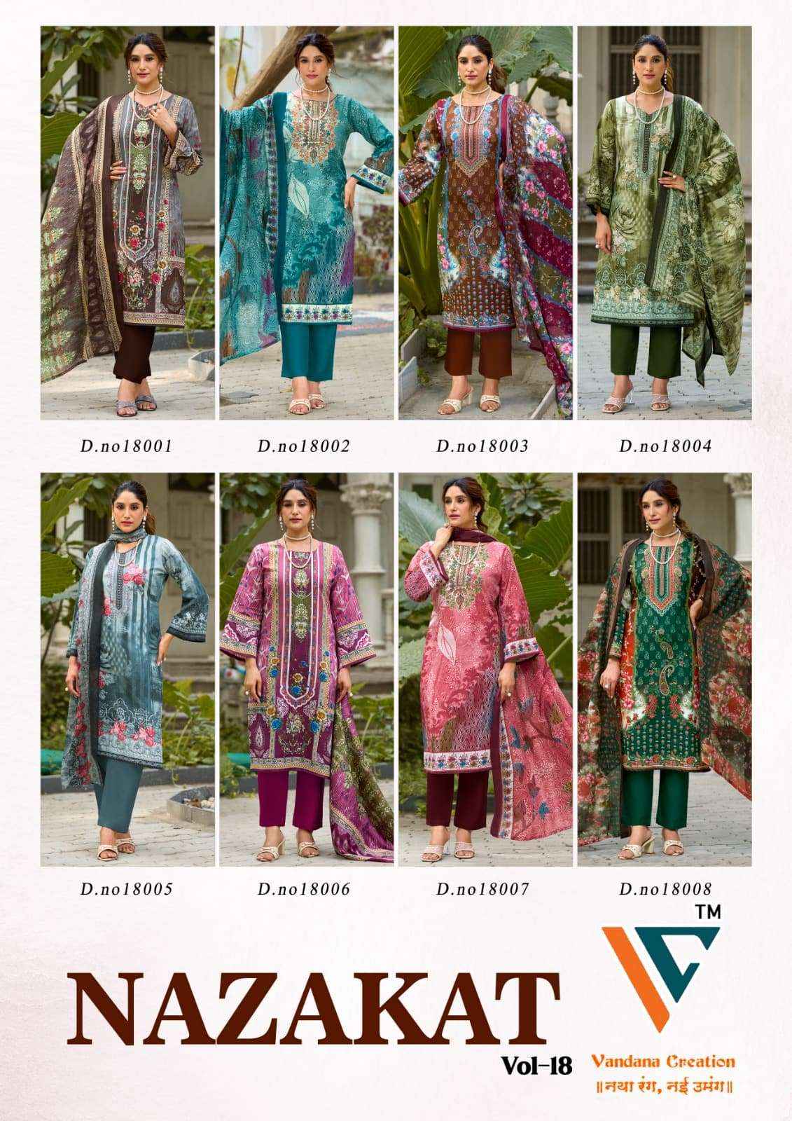 Vandana Nazakat Vol 18 Cotton Dress Material 8 Pcs Catalog