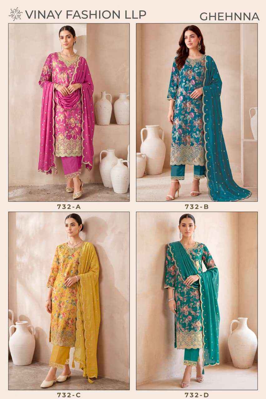 Vinay Fashion Kuleesh Bhaavii Vol 2 Fancy Silk Designer Dress Material 4 Pcs catalog 