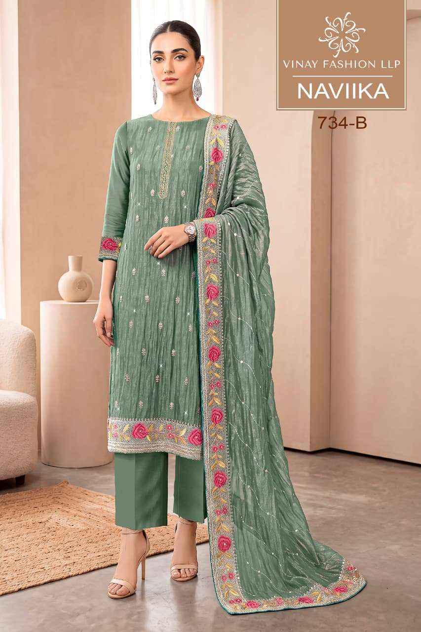 Vinay Fashion Kuleesh Naviika Premium Chanderi Latest Dress Material 4 Pcs Catalog 