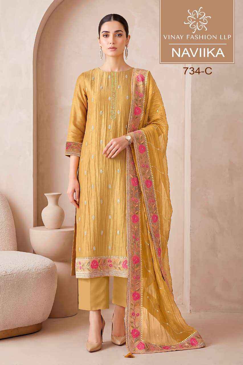 Vinay Fashion Kuleesh Naviika Premium Chanderi Latest Dress Material 4 Pcs Catalog 