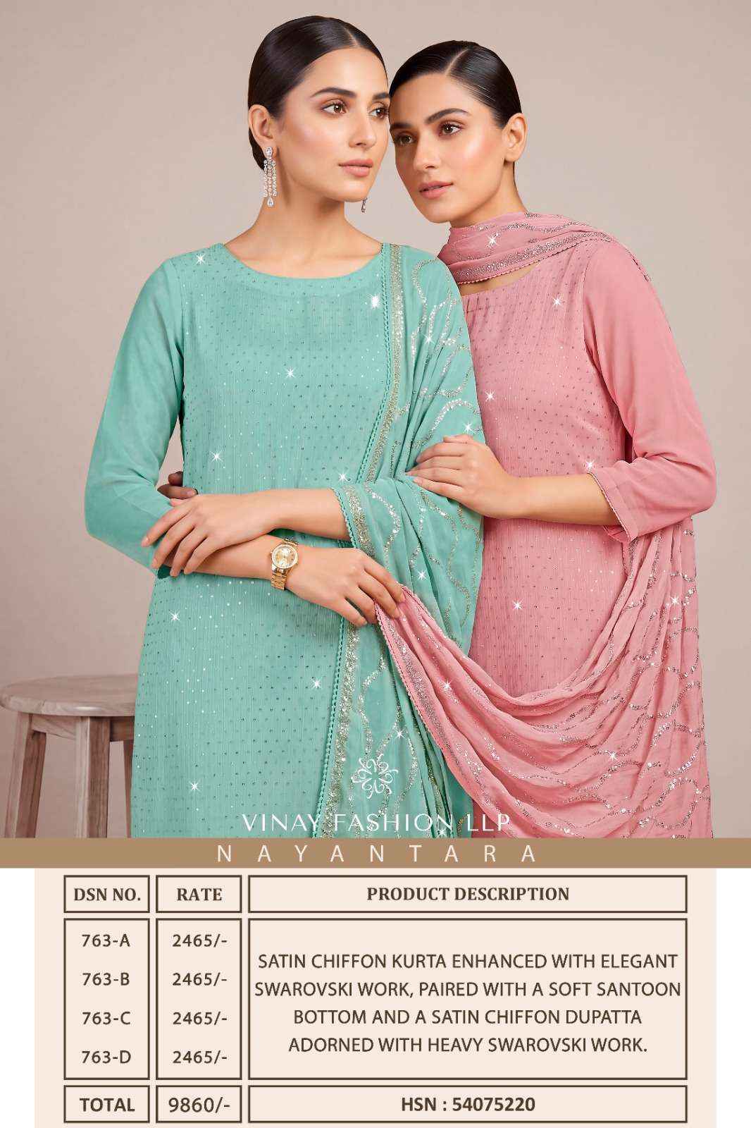 Vinay Fashion Kuleesh Nayantara Partywear Style Ladies Dress Material 4 Pcs Catalog )