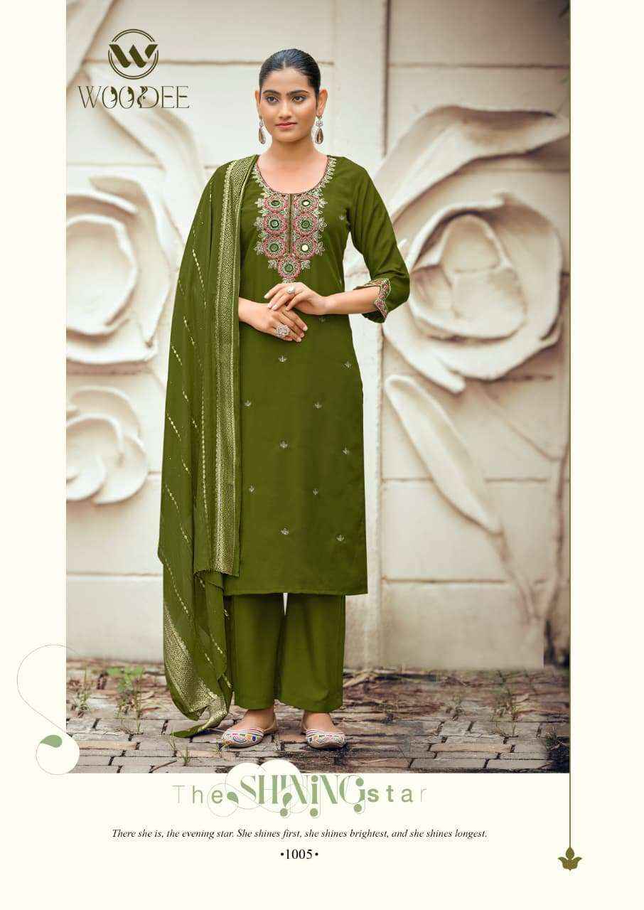 Woodee Raahi Premium Designs 3 Piece Suit Catalog Suppliers 6 Pcs Catalog 