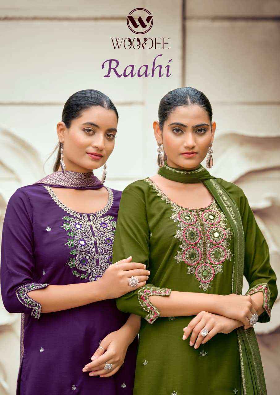 Woodee Raahi Premium Designs 3 Piece Suit Catalog Suppliers 6 Pcs Catalog 